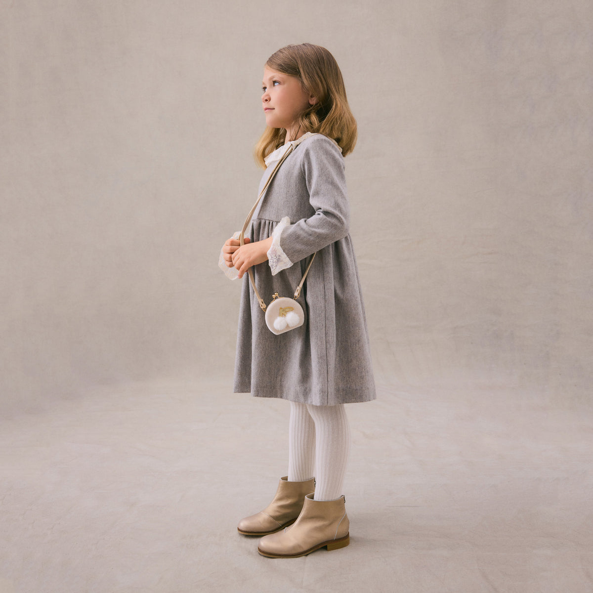 Sac bandoulière en velours rose clair pour filles