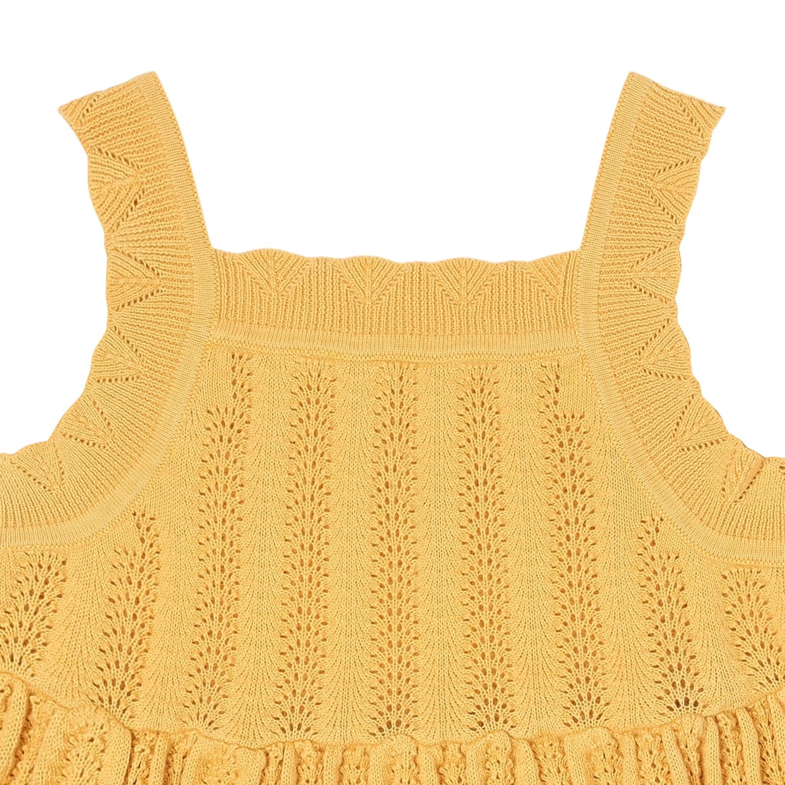Girls Yellow Cotton Knit Dress
