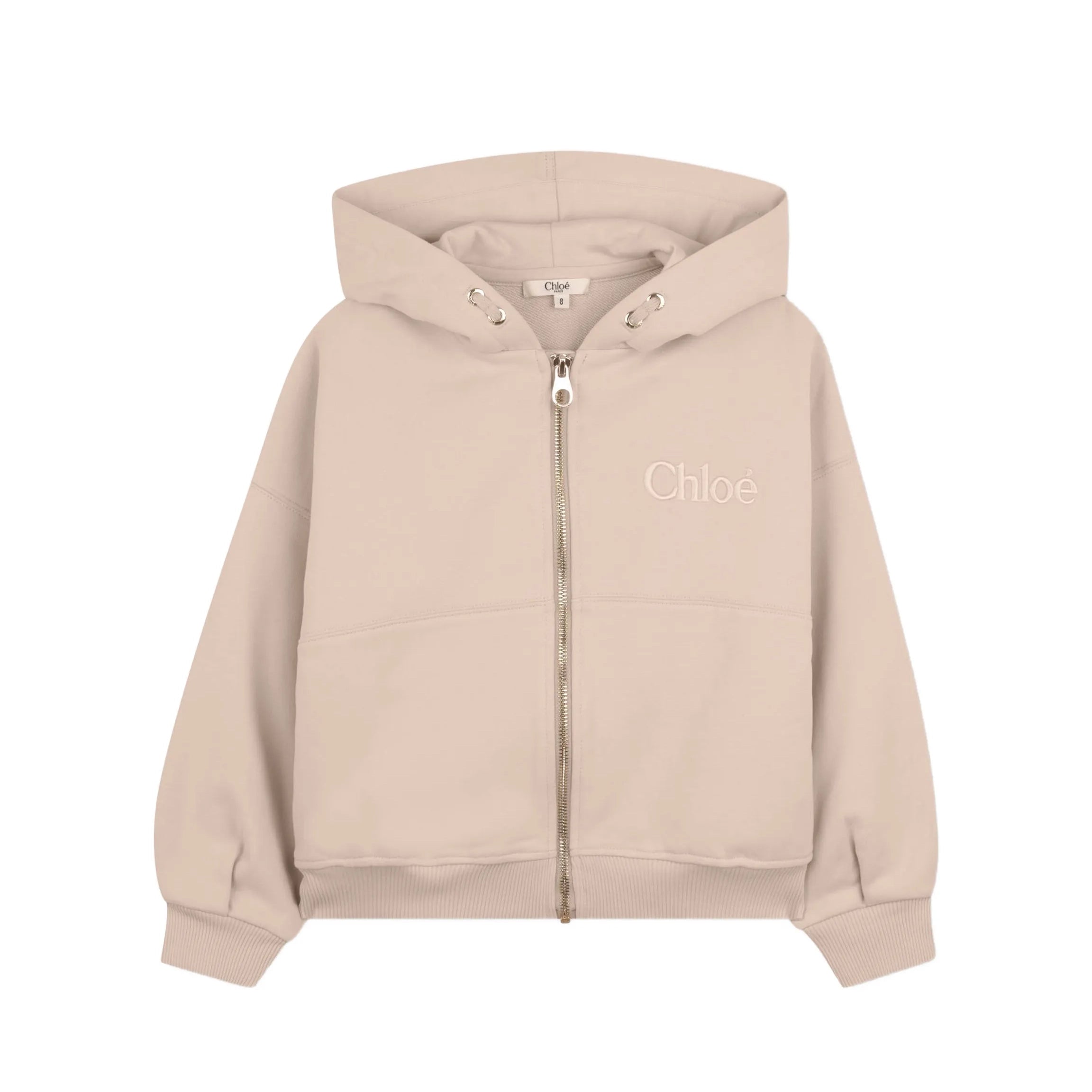 Girls Pale Pink Cotton Zip-Up Top