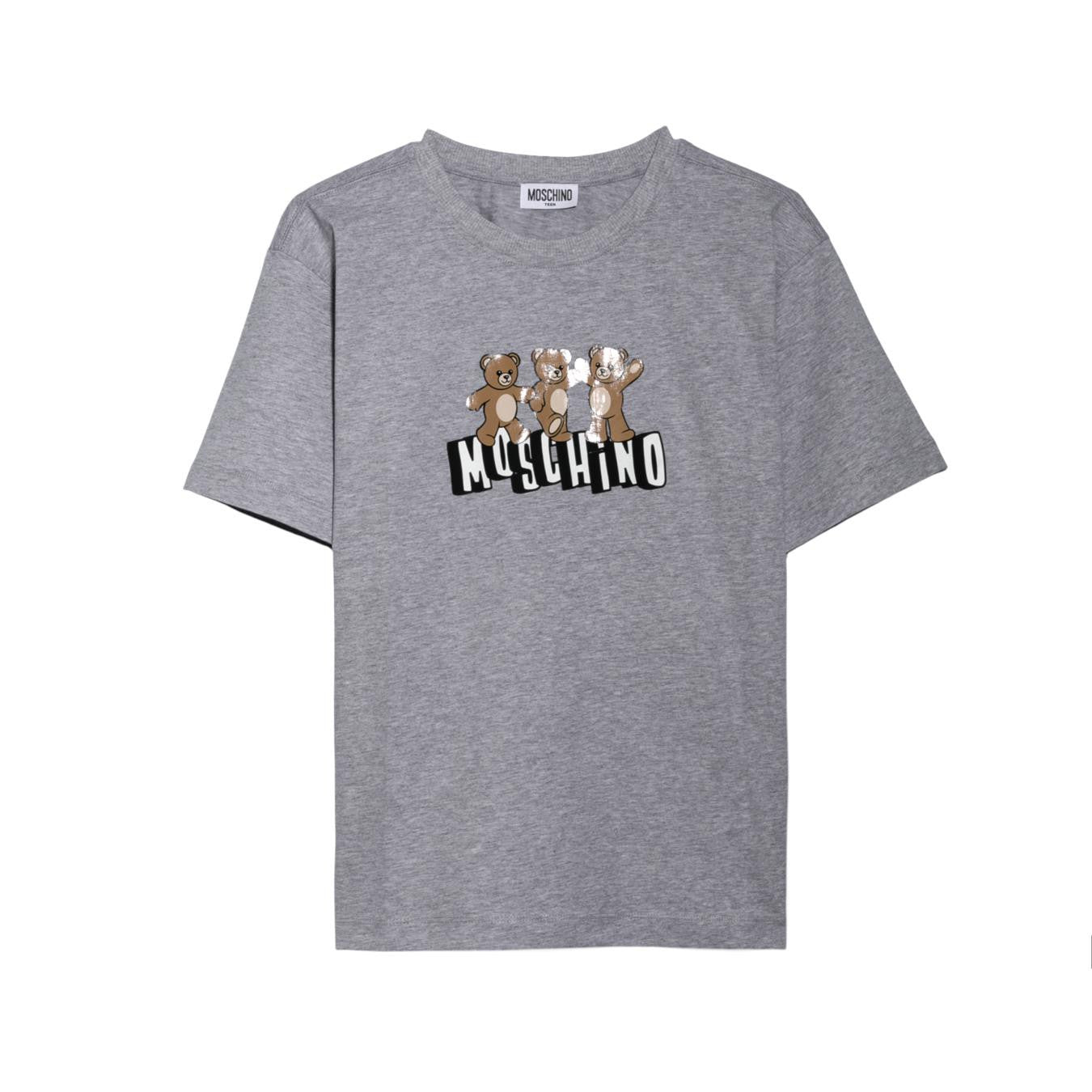 Boys & Girls Grey Bear Printed Cotton T-Shirt