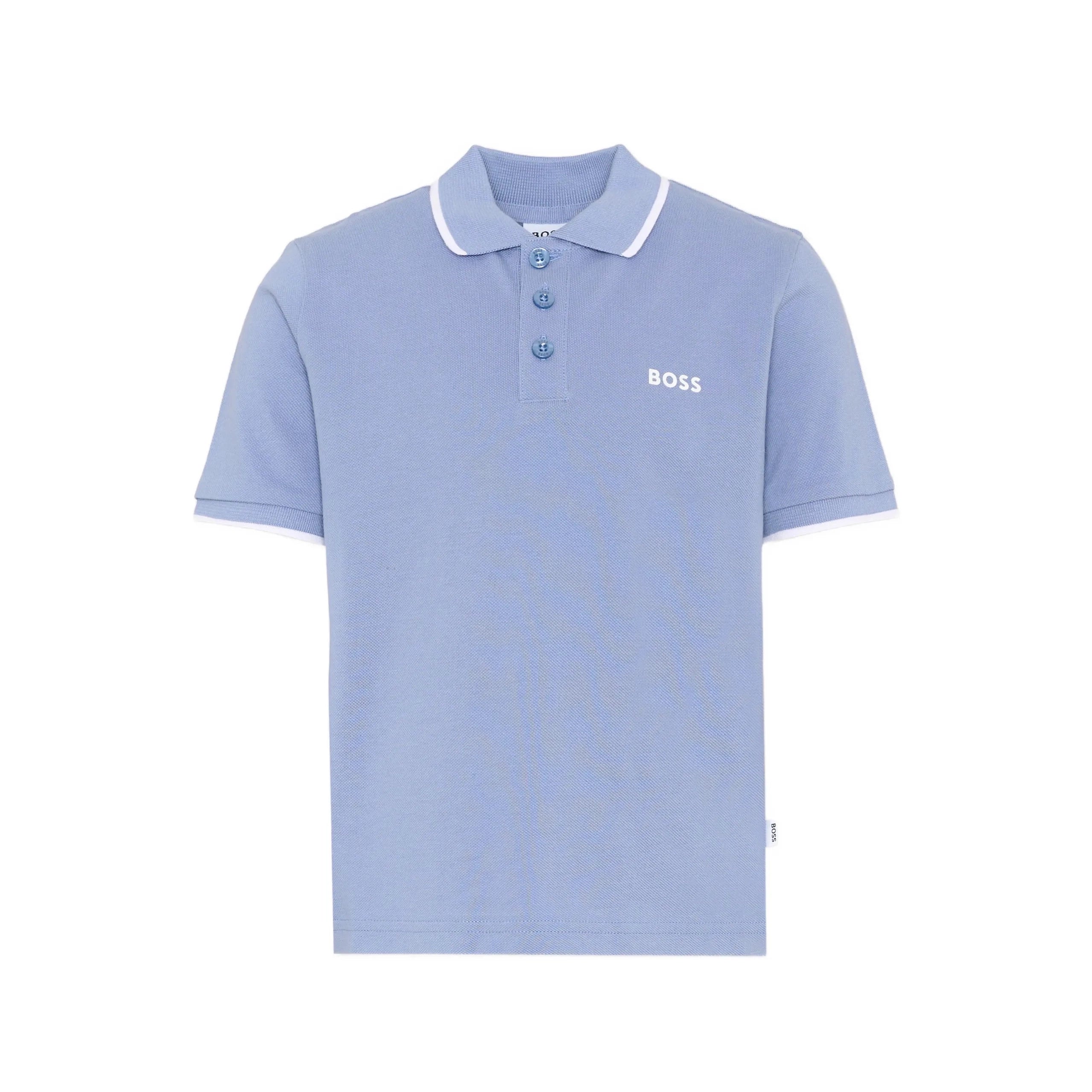 Boys Blue Logo Cotton Polo Shirt