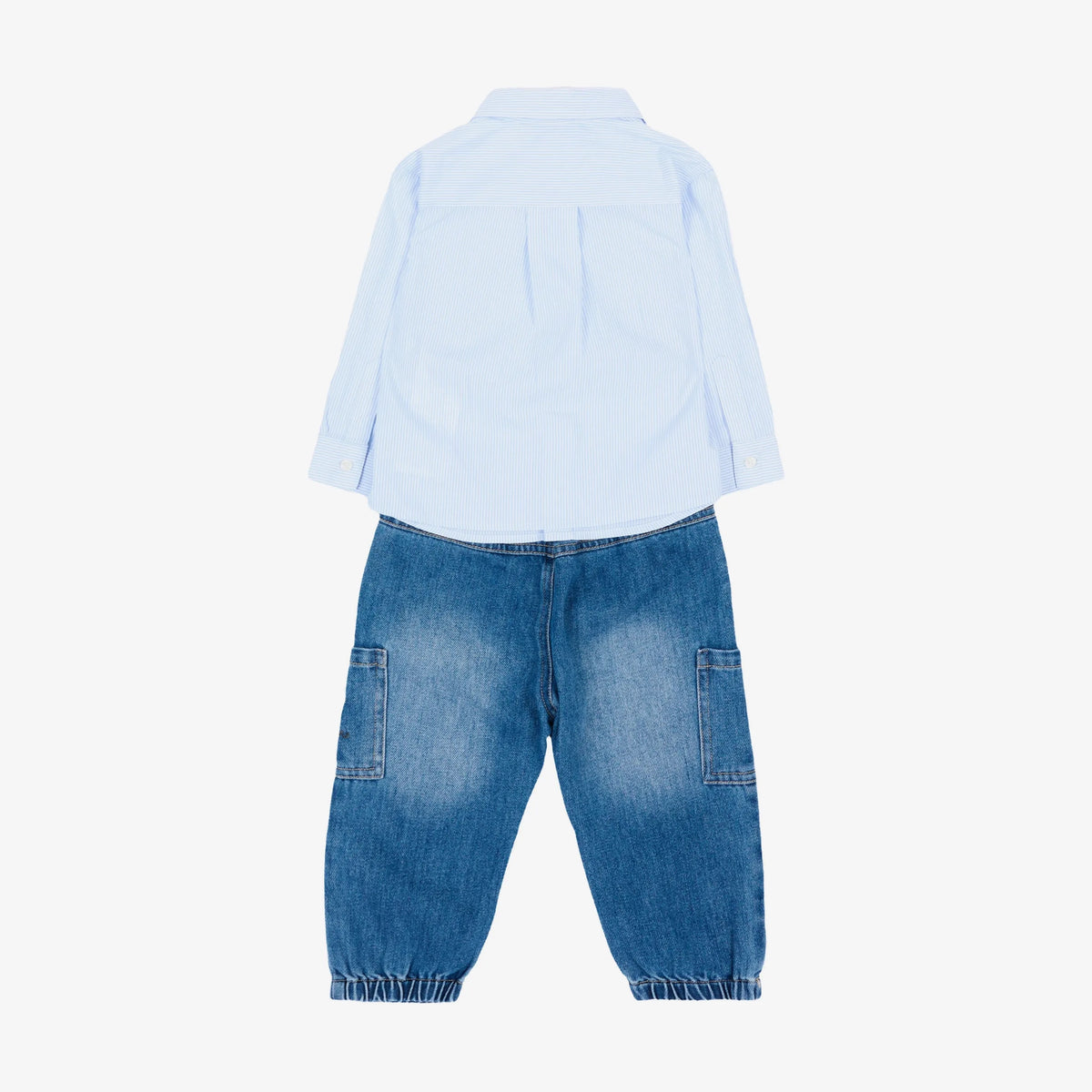 Baby Boys Light Blue Shirt & Denim Trousers Set