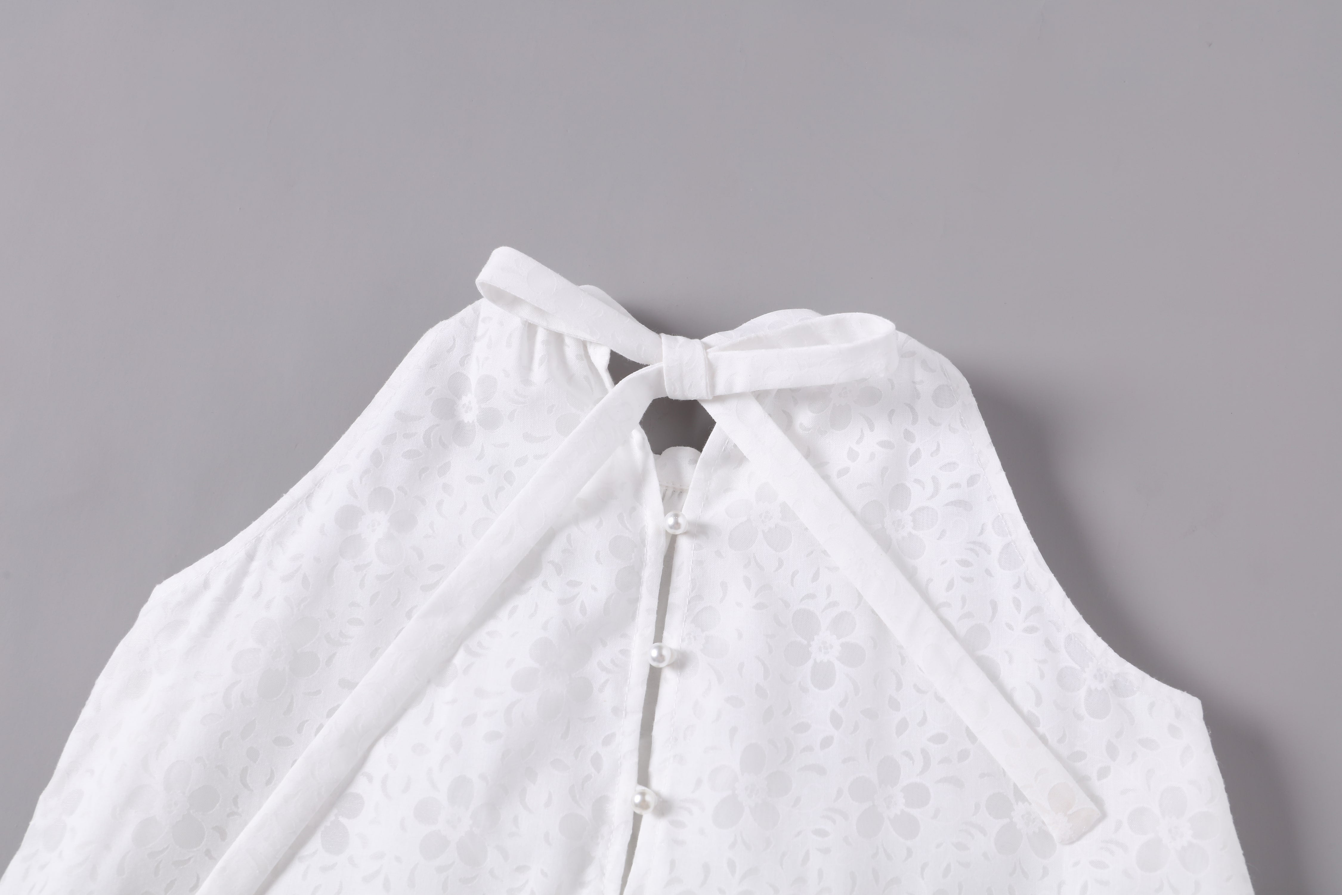 女童白色度假长礼服裙