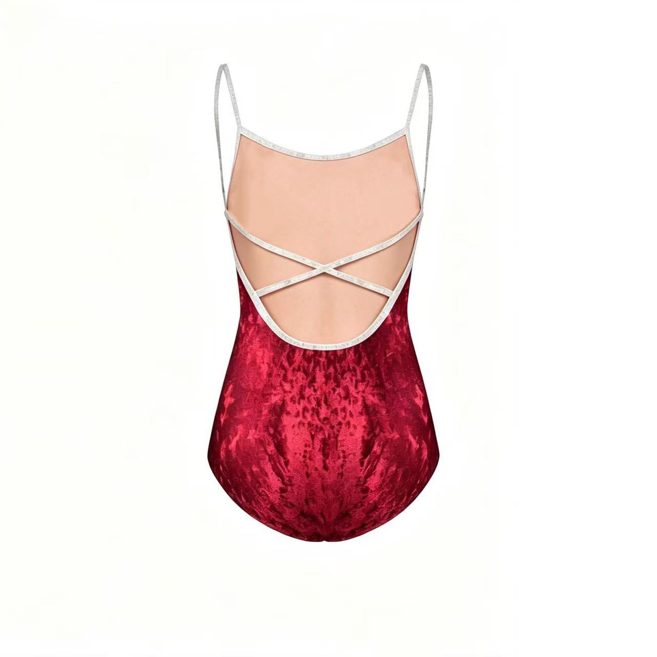 Girls Dark Red "Daniela/CV-Dark Red/CV-Silver" Ballet Onesies