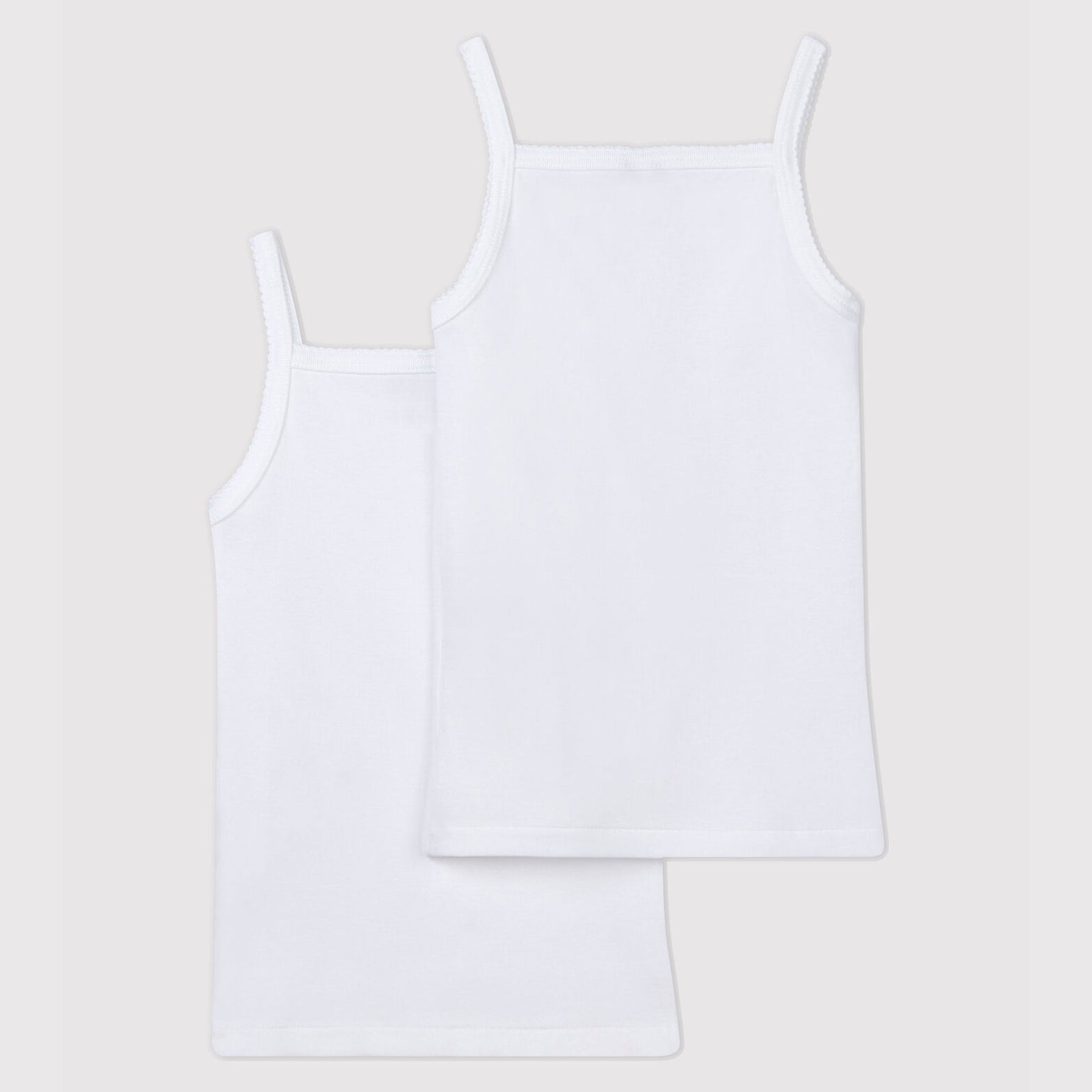 Girls White Cotton Vest Set(2 Pack)