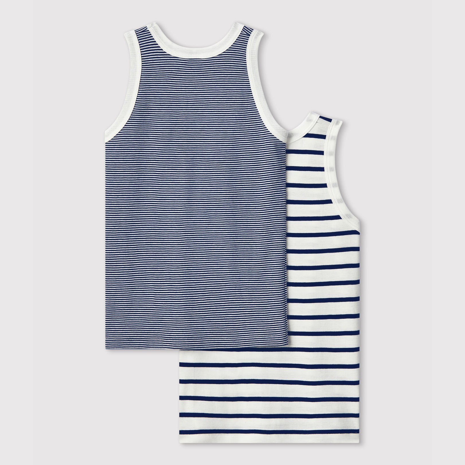 Boys Black Stripes Cotton Vest Set(2 Pack)