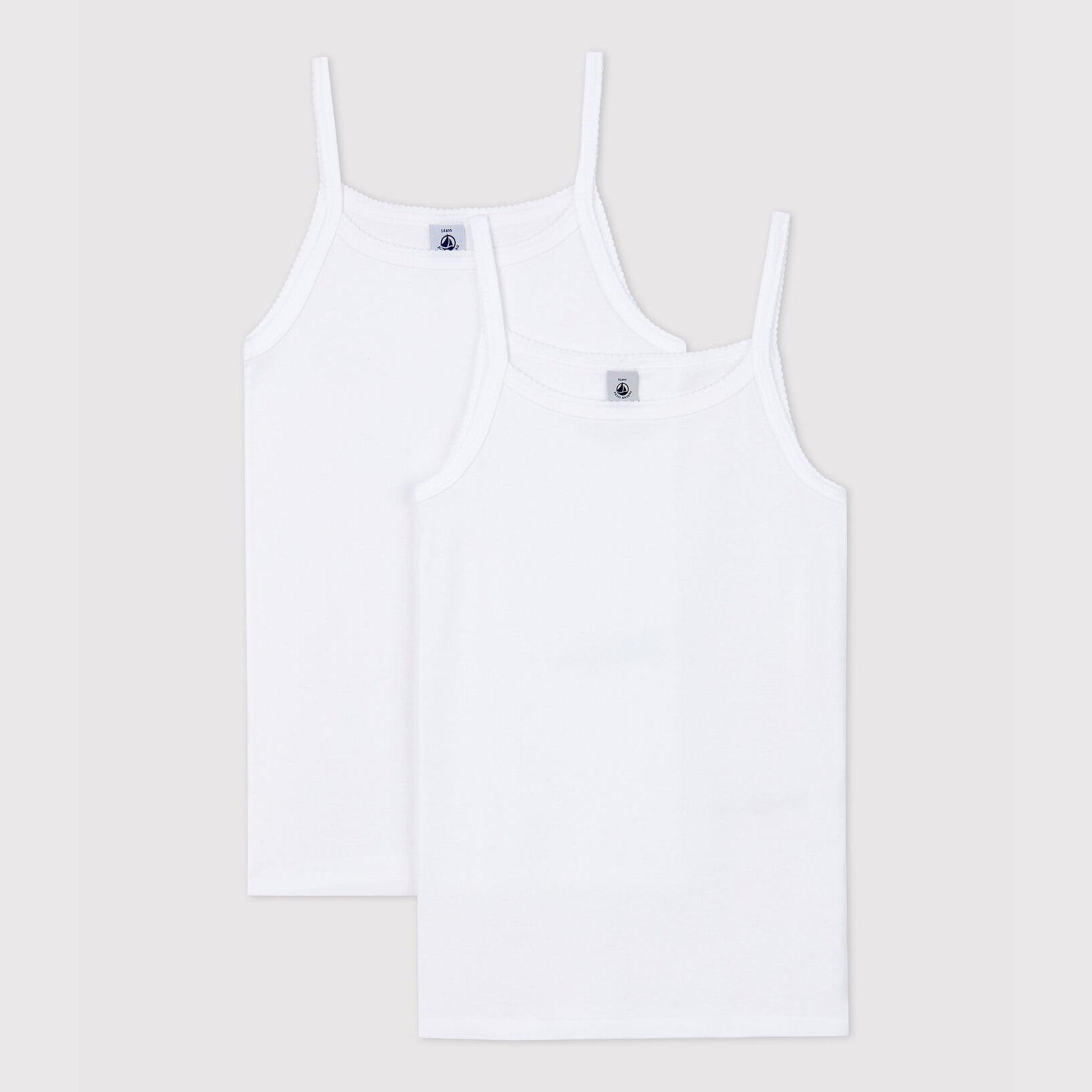 Girls White Cotton Vest Set(2 Pack)