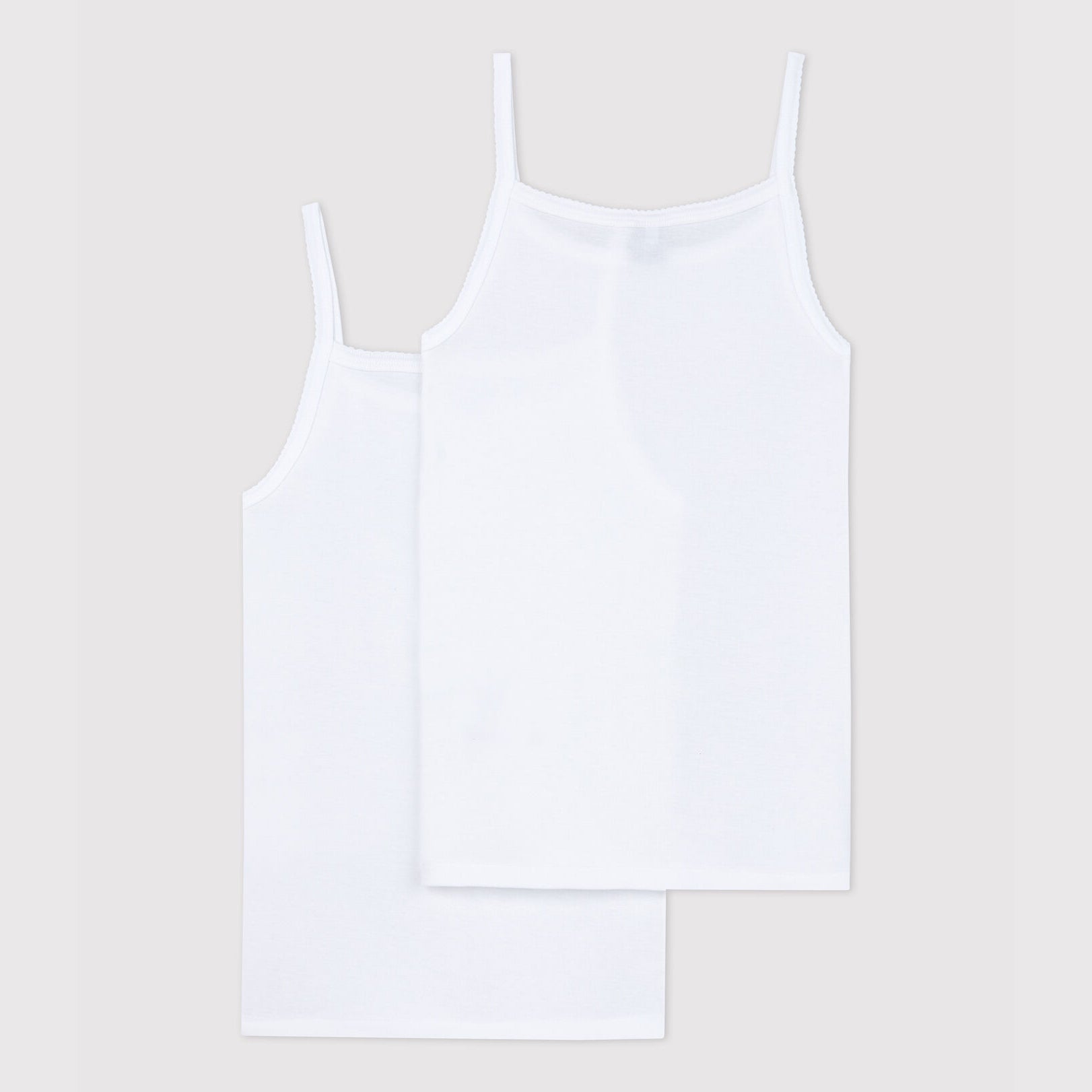 Girls White Cotton Vest Set(2 Pack)