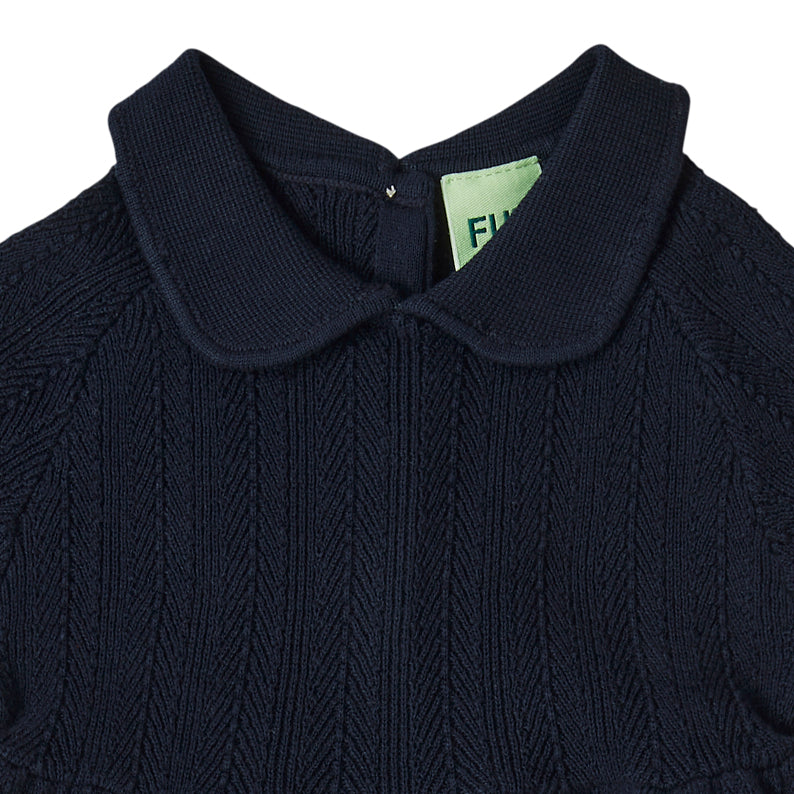 Baby Girls Dark Blue Cotton Dress