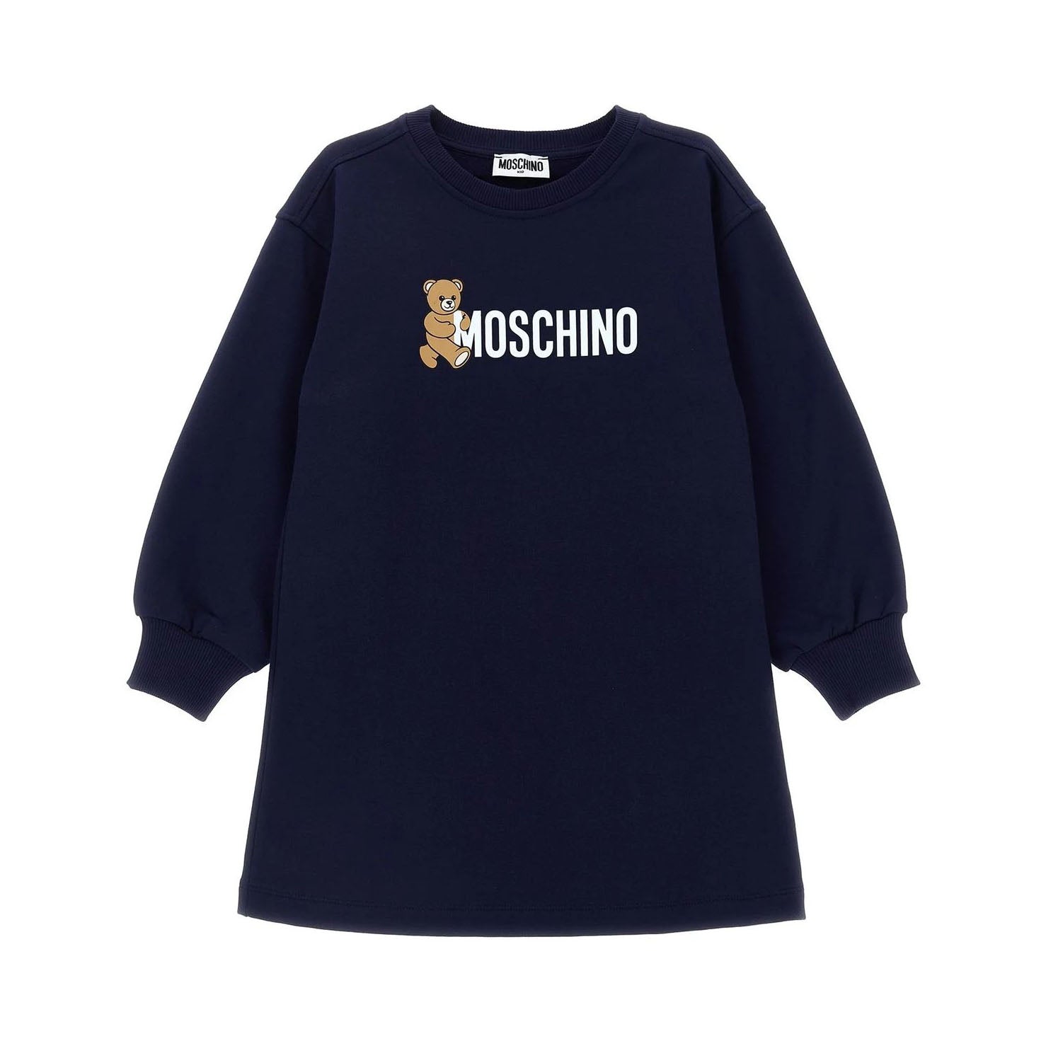 Girls Navy Bear Printed Cotton Dress