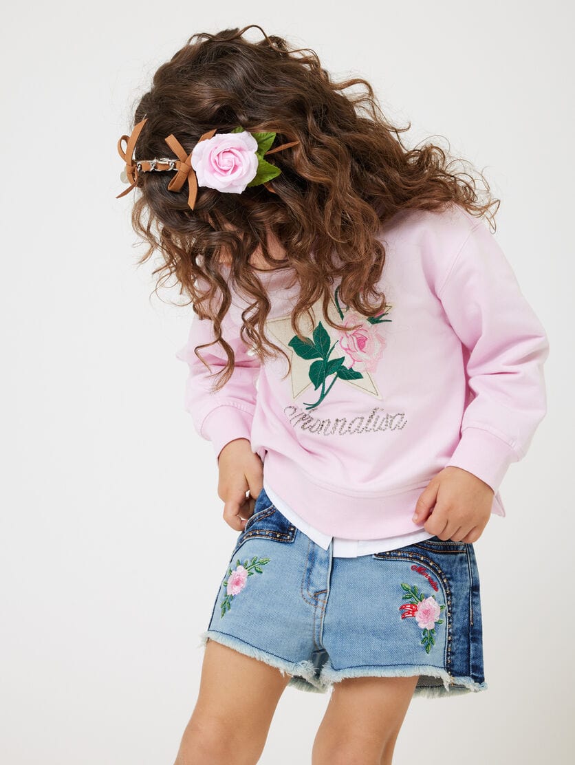 Monnalisa Girls Denim Rodeo Shorts in Blue