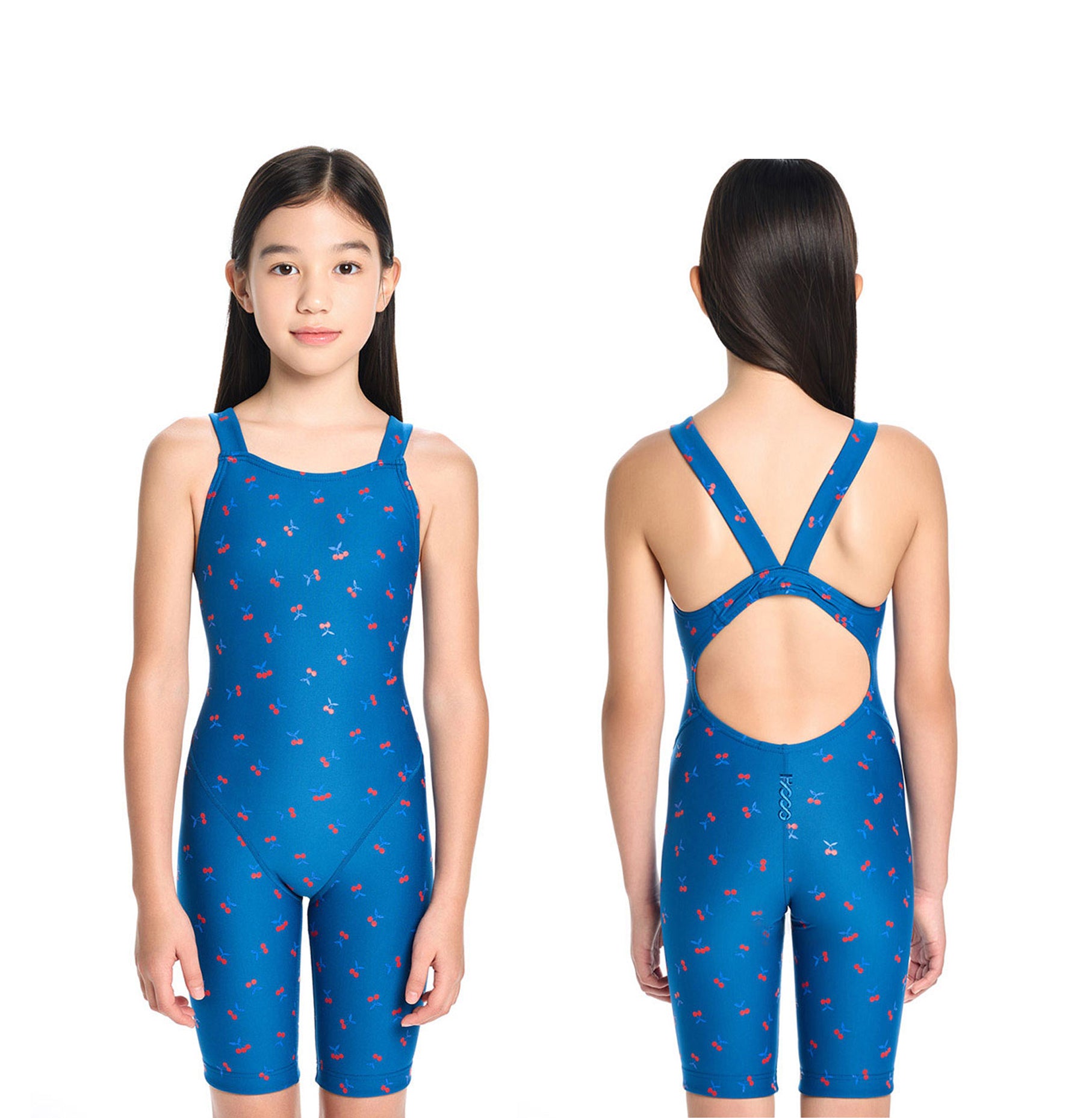 Girls Blue Cropped Professional Swimsuit