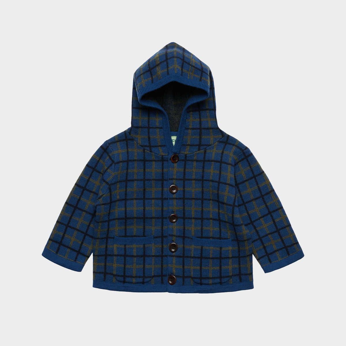 Baby Boys & Girls Dark Blue Check Wool Jacket