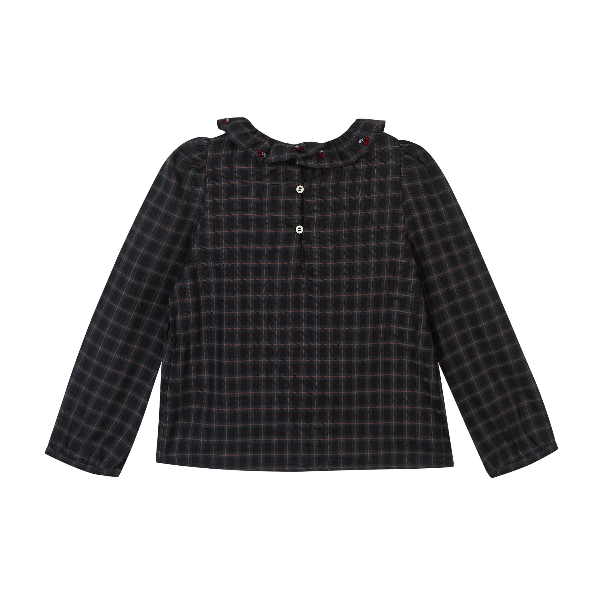 Girls Dark Grey Check Cotton Top