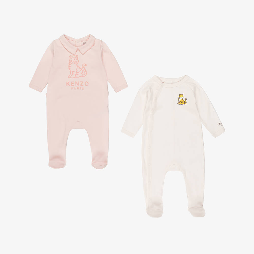 Baby Girls Pink Cotton Babysuit Gift Set(2 Pack)