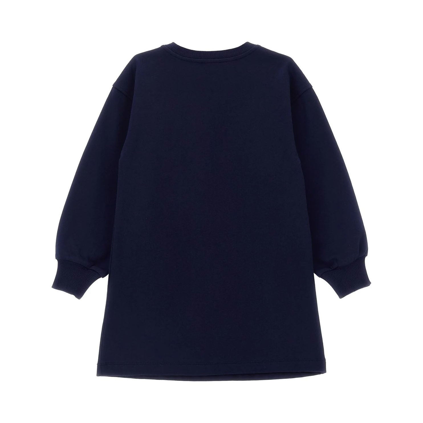 Girls Navy Bear Printed Cotton Dress