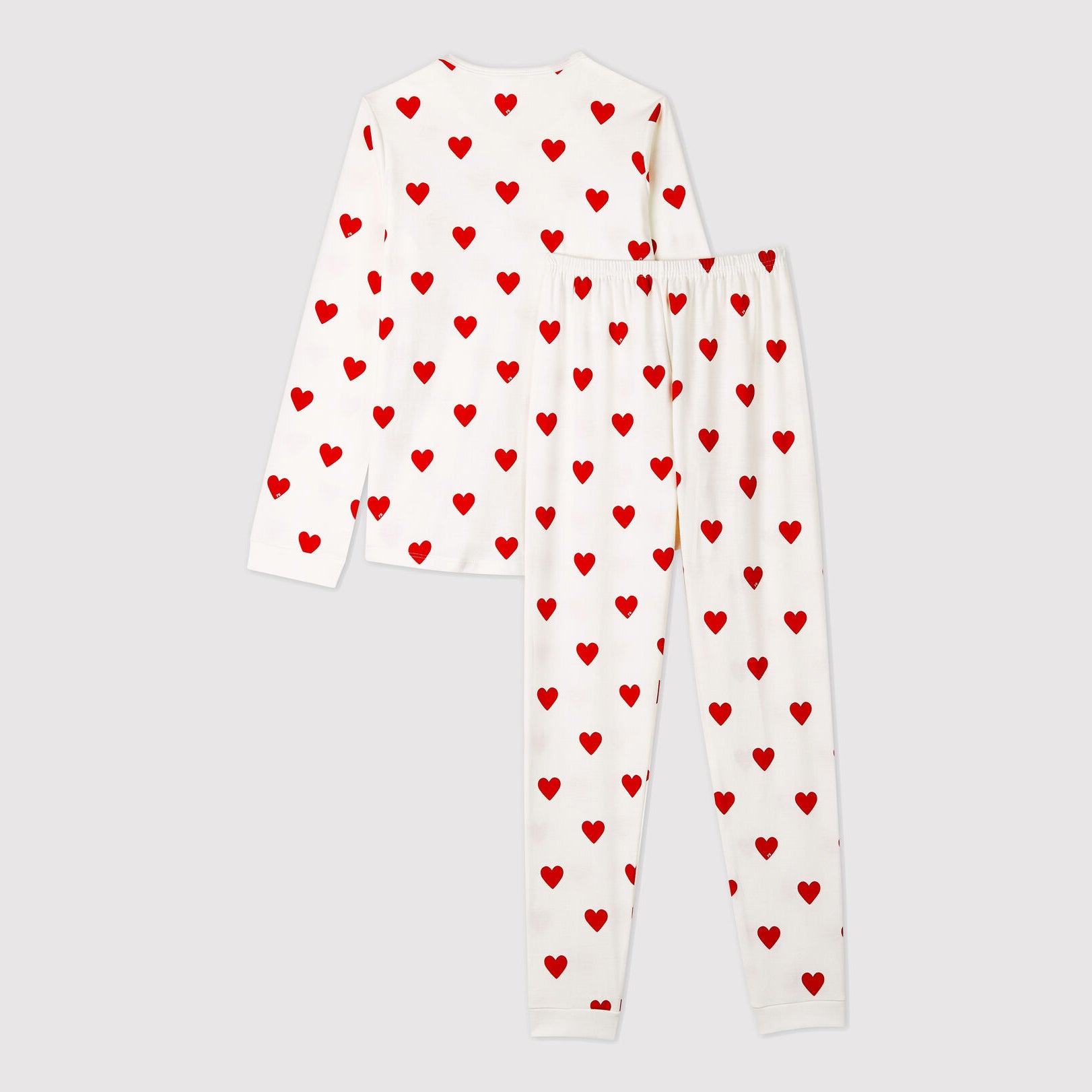 Girls White Heart Cotton Nightwear Set