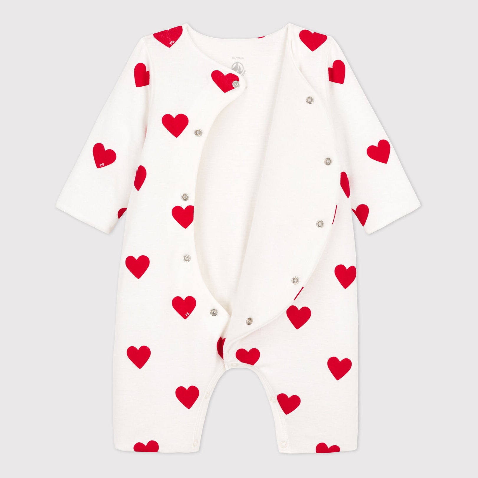 Baby Girls White Heart Cotton Babysuit