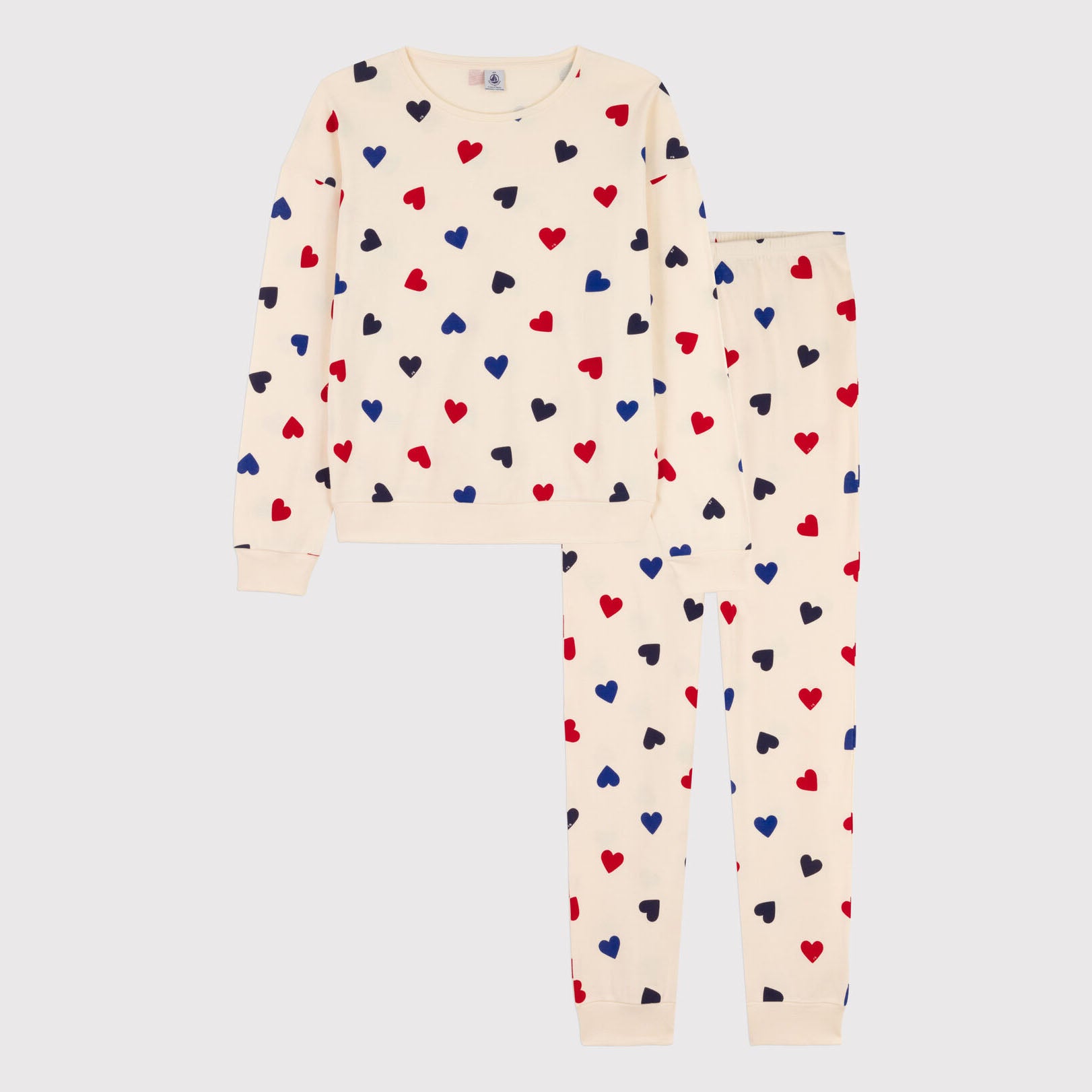 Girls White Heart Cotton Nightwear Set
