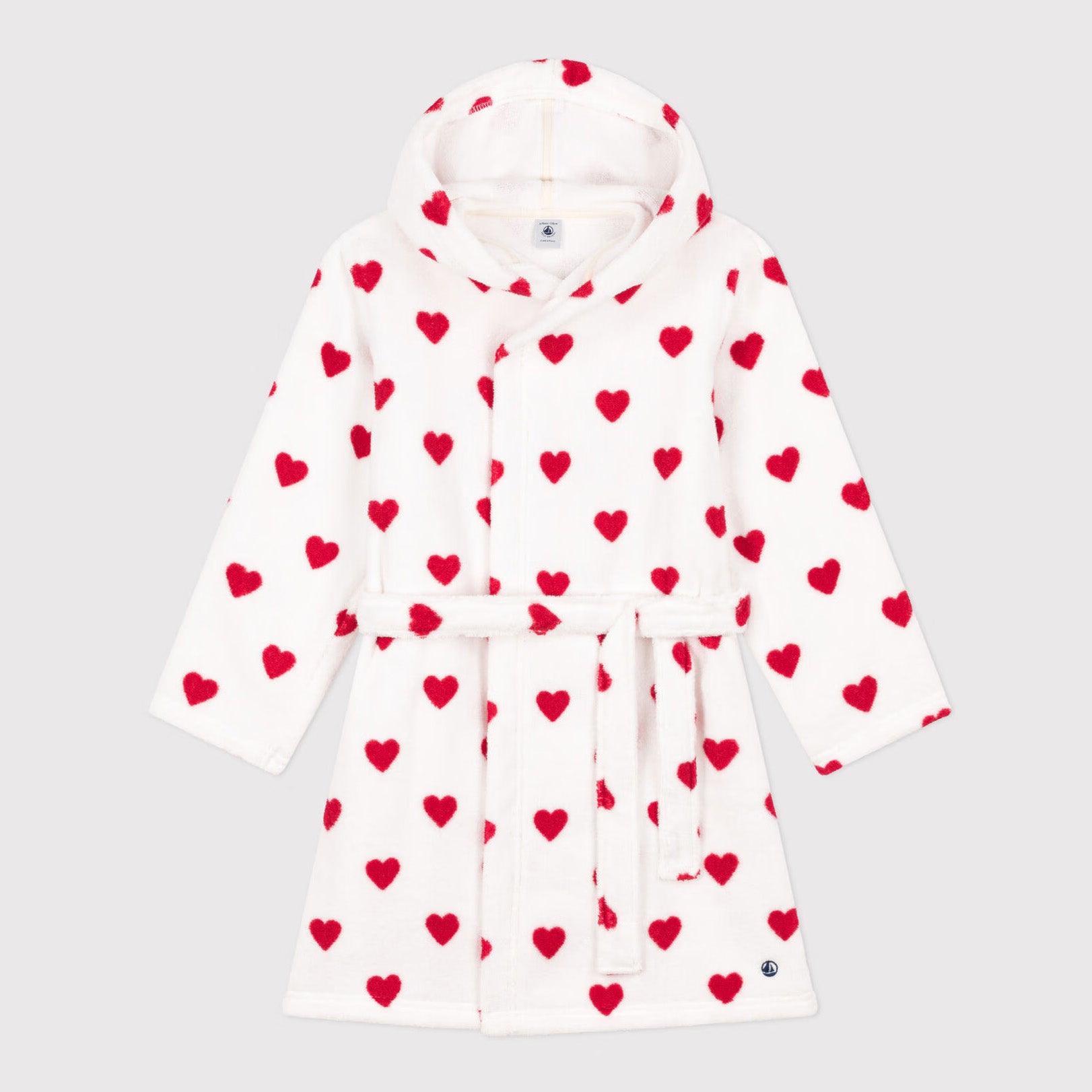 Girls White Heart Bathrobe