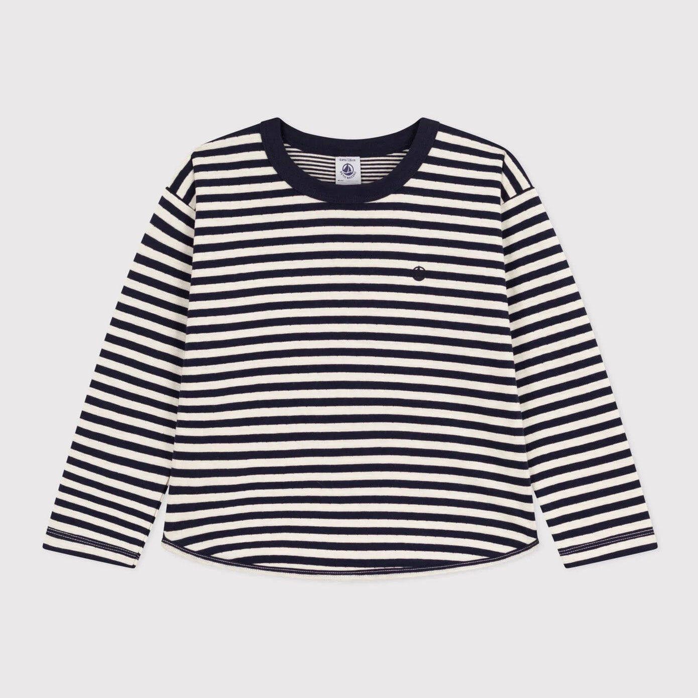 Boys Navy Stripes Cotton T-Shirt
