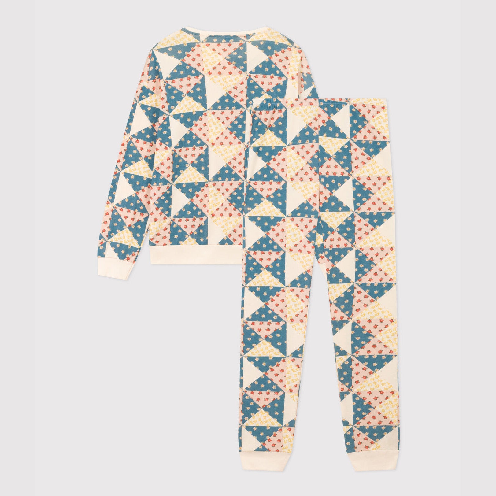 Girls Blue Floral Cotton Nightwear Set