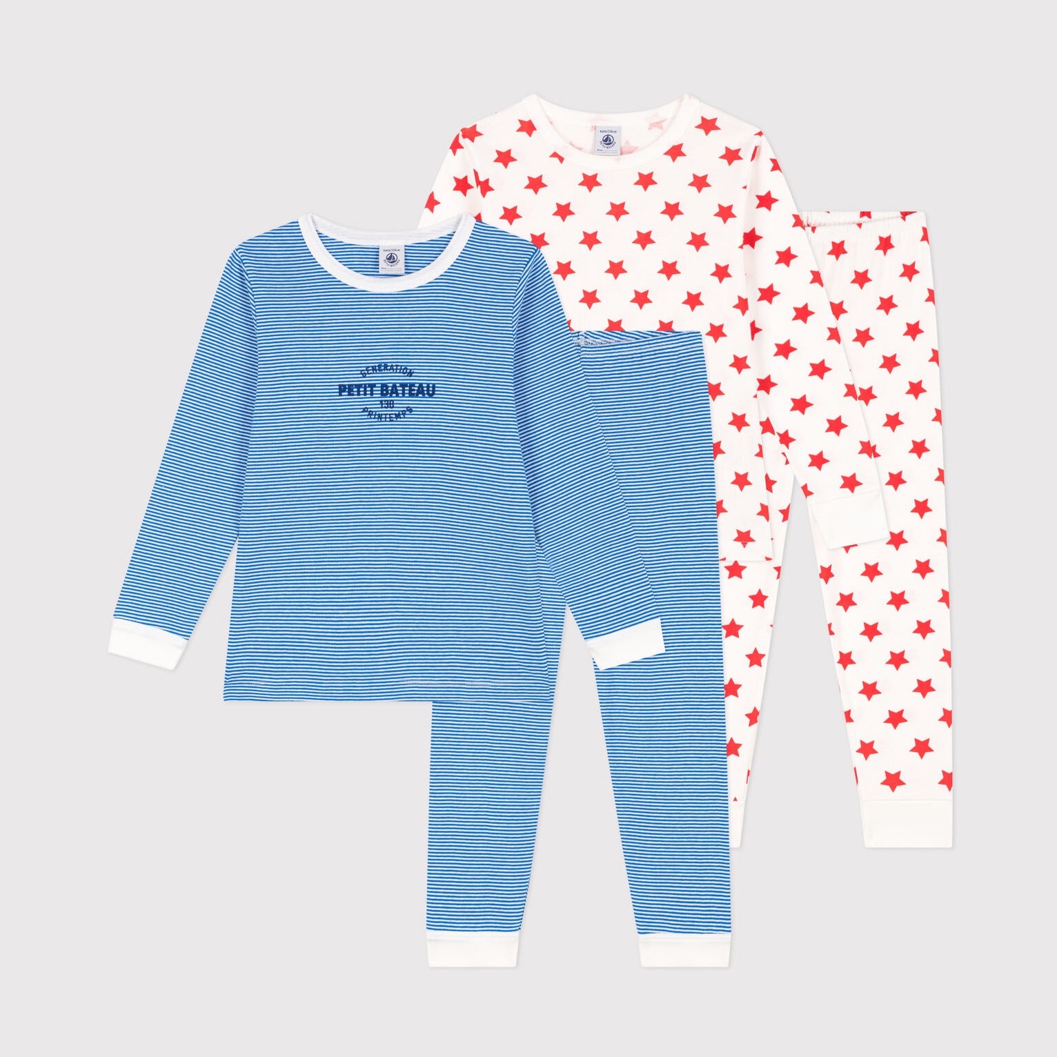 Boys Blue Stripes Cotton Nightwear Set( 2Pack)