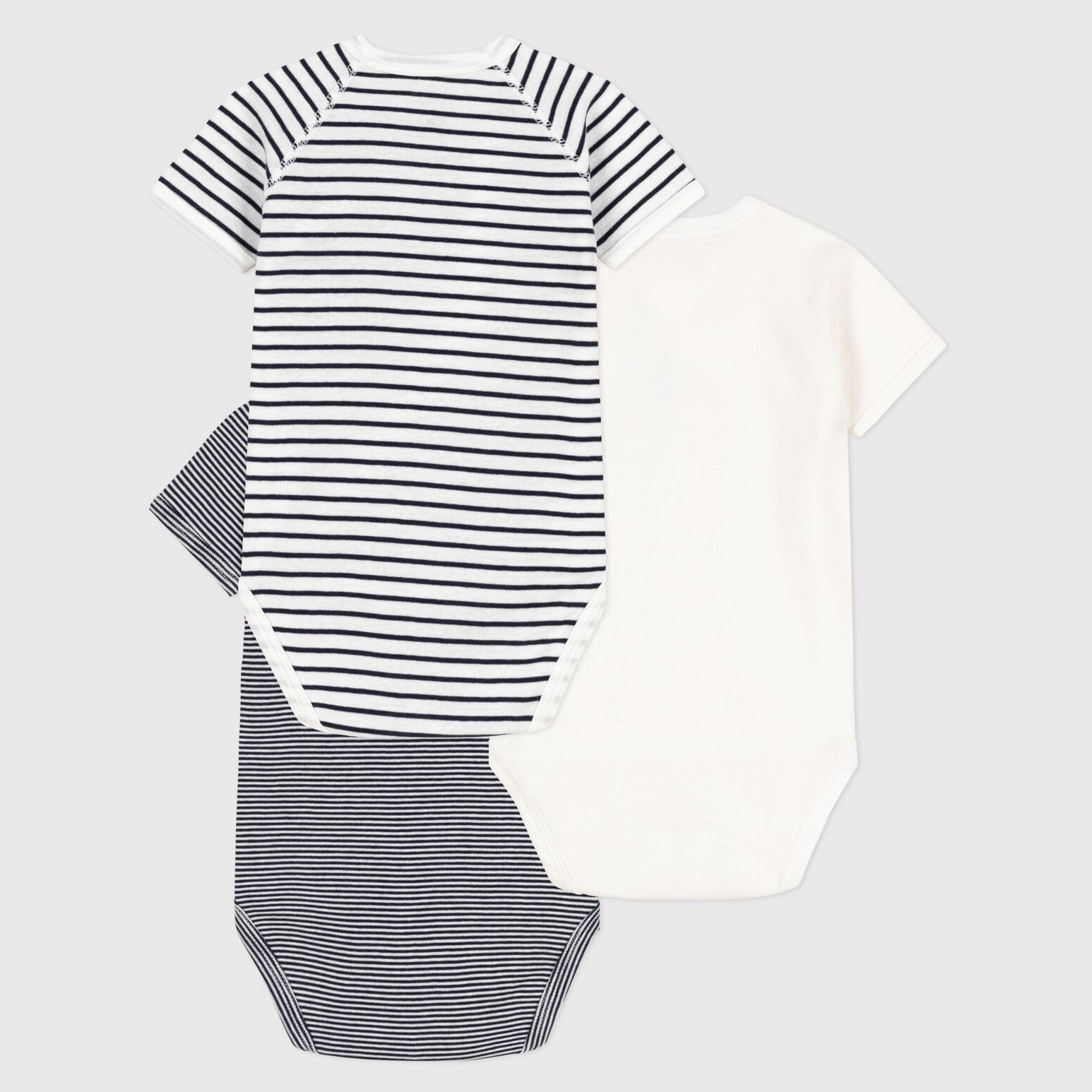 Baby Boys & Girls Black Stripes Cotton Babysuit Set(3 Pack)