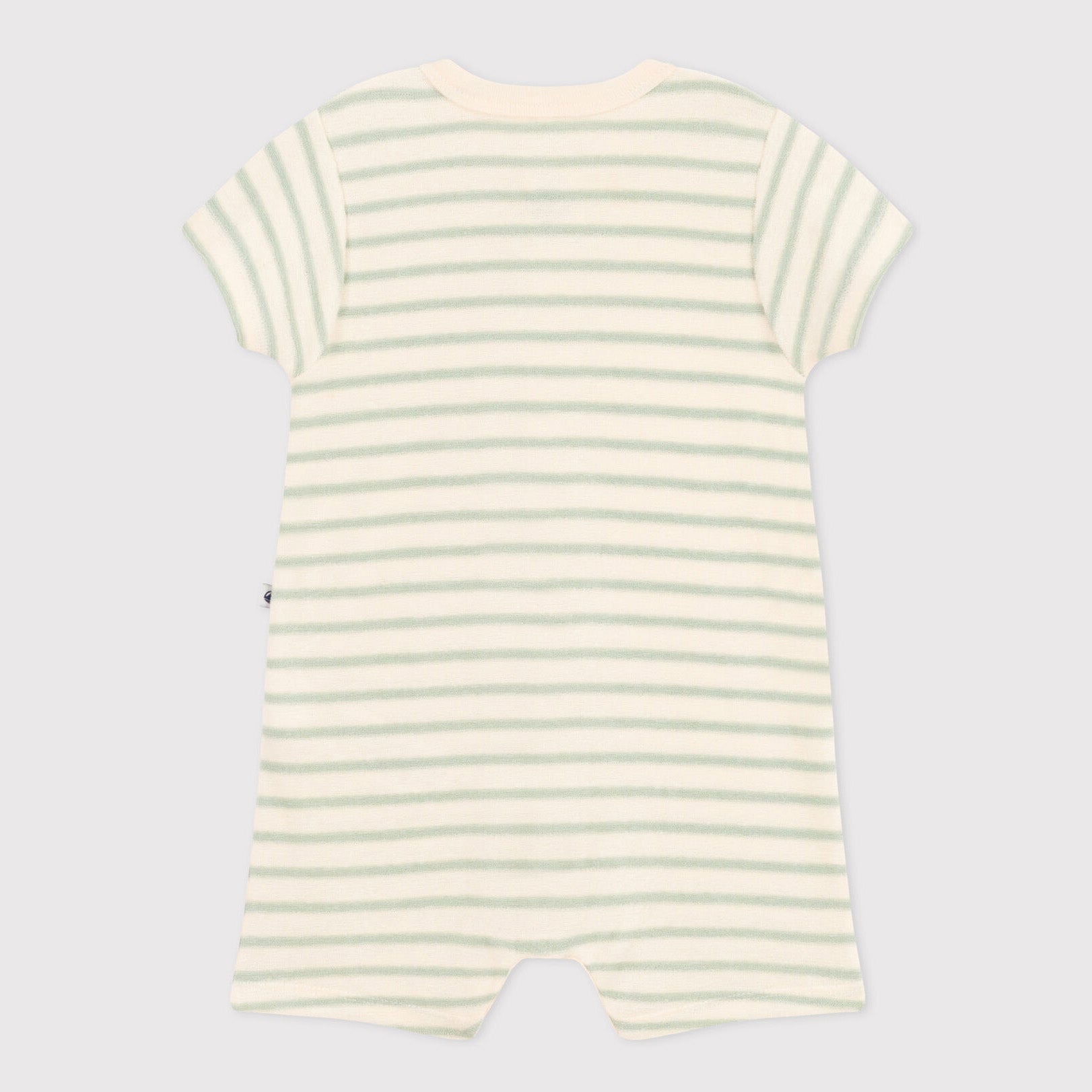 Baby Boys & Girls Green Stripes Cotton Babysuit