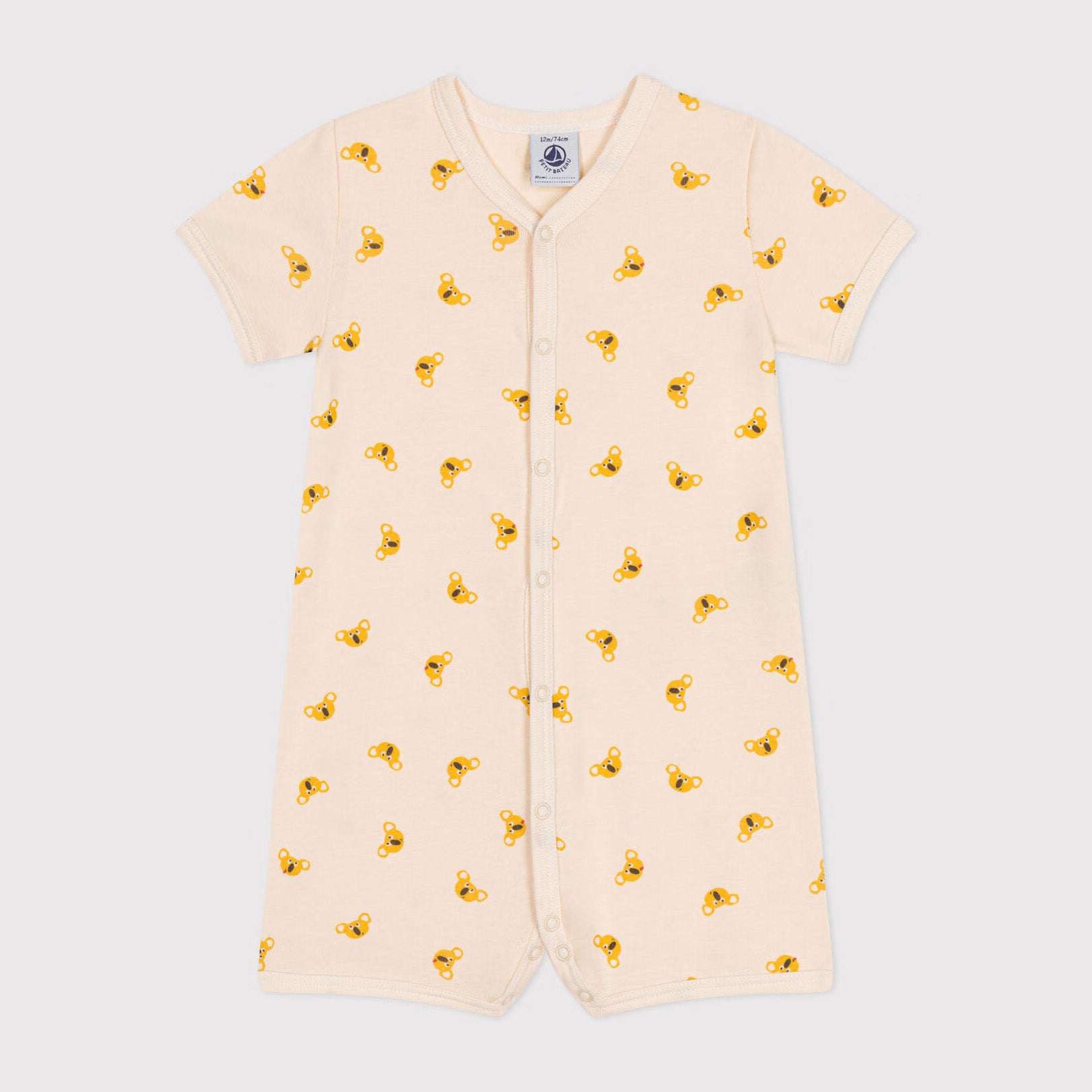 Baby Boys & Girls Beige Printed Cotton Babysuit