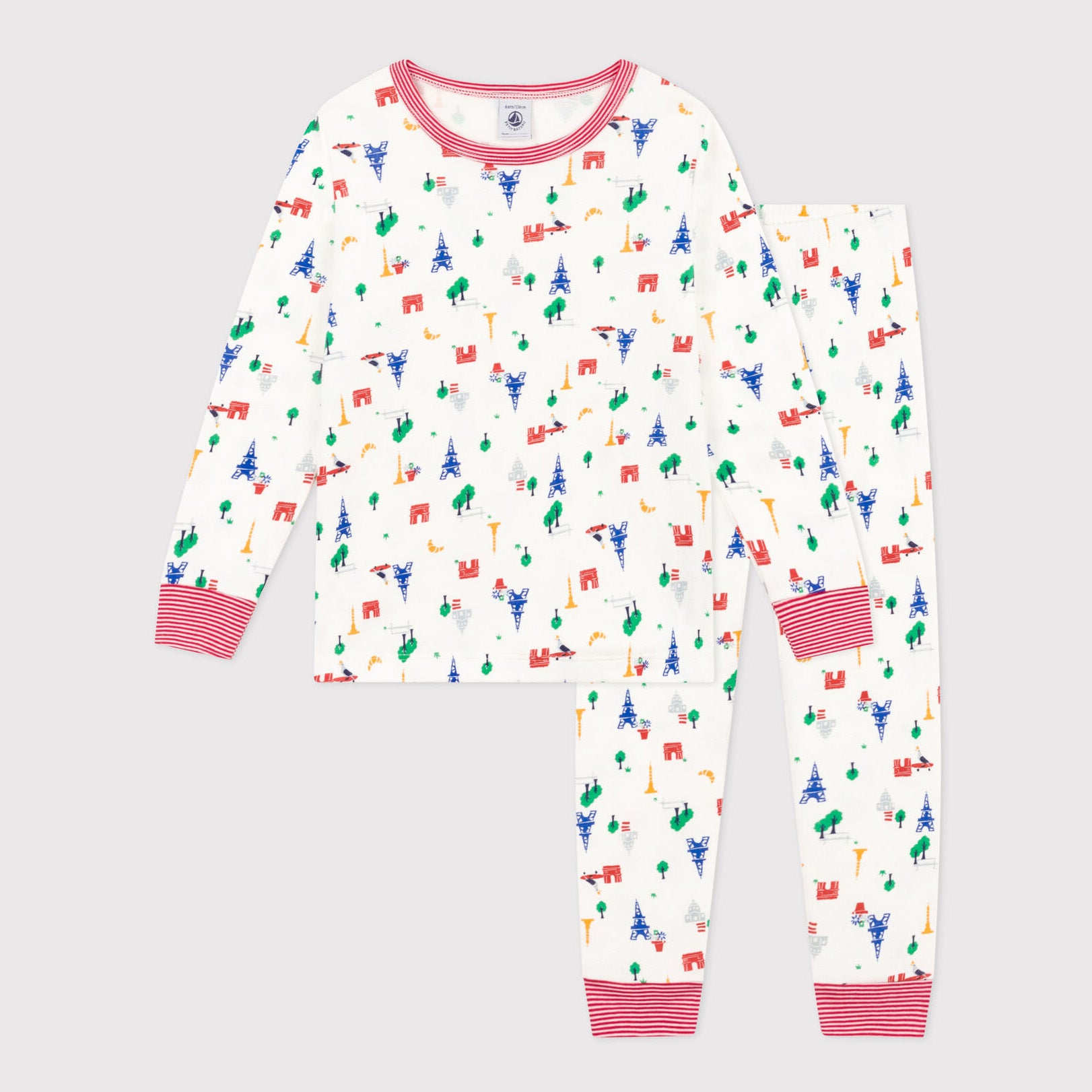 Boys White Printed Cotton Nightwear Set