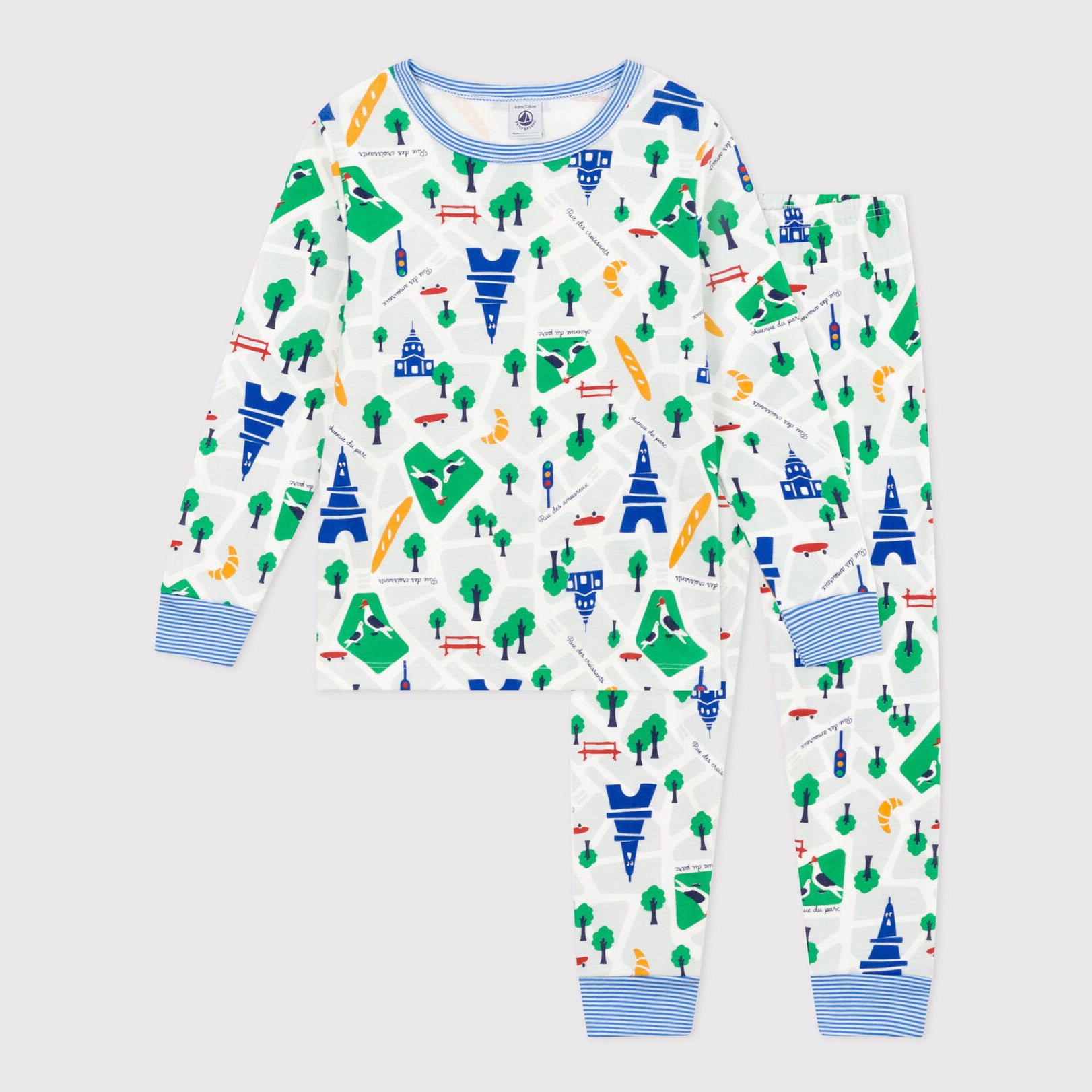 Boys & Girls Green Printed Cotton Nightwear Set