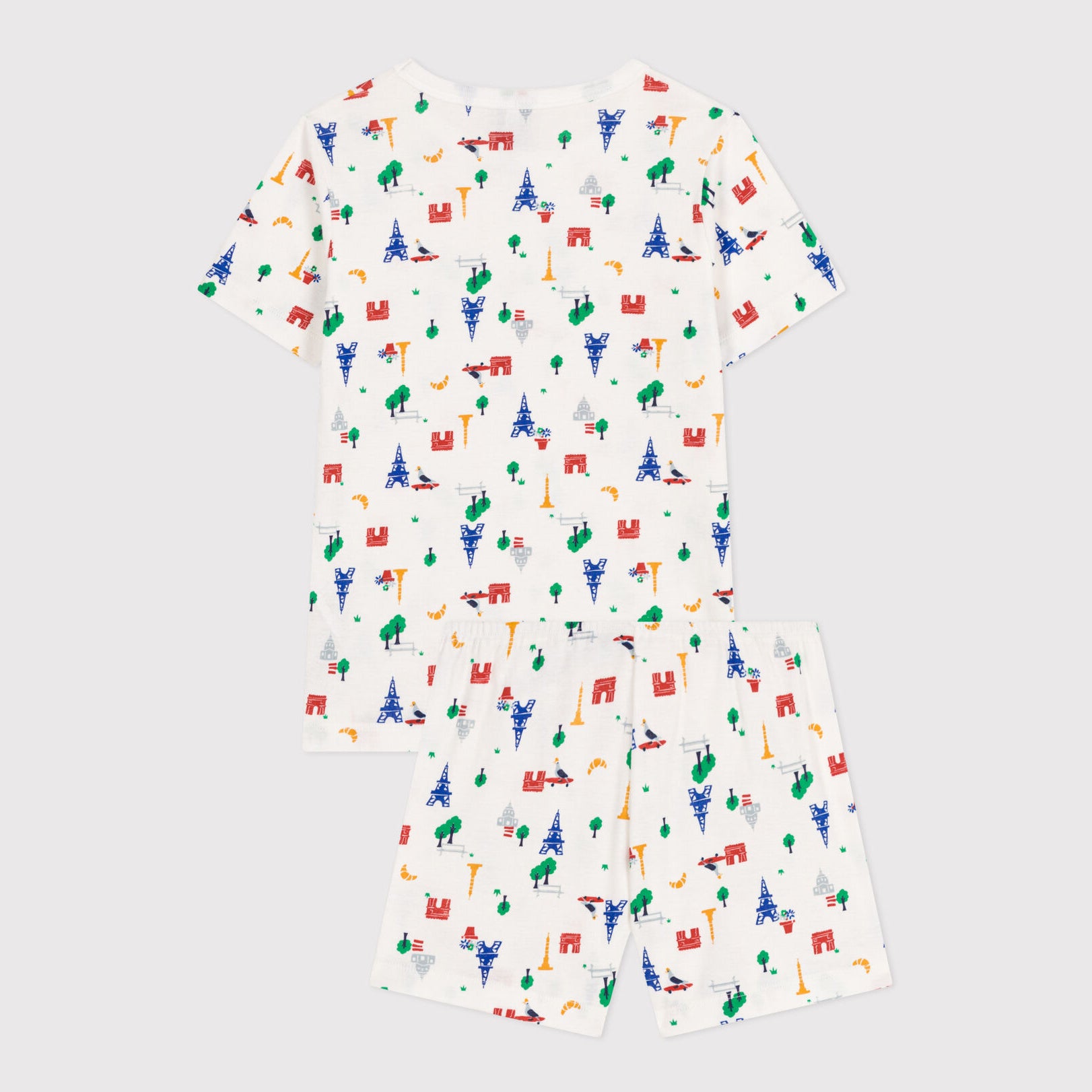 Boys & Girls White Printed Cotton Nightwear Set