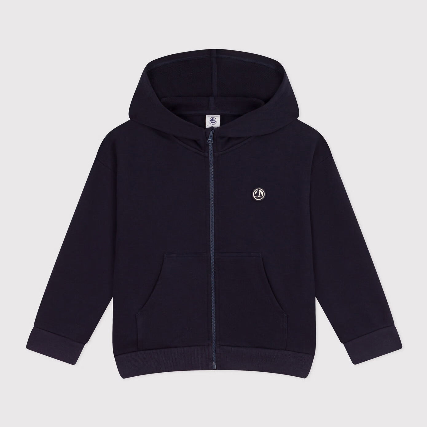 Boys Navy Cotton Zip-Up Top