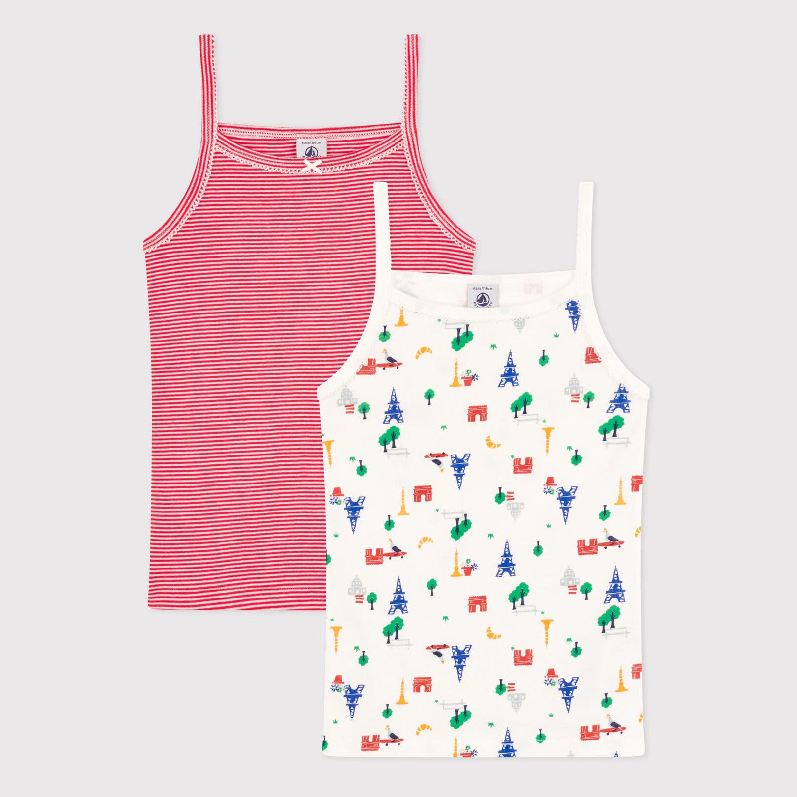 Girls Red Stripes Cotton Vest Set(2 Pack)
