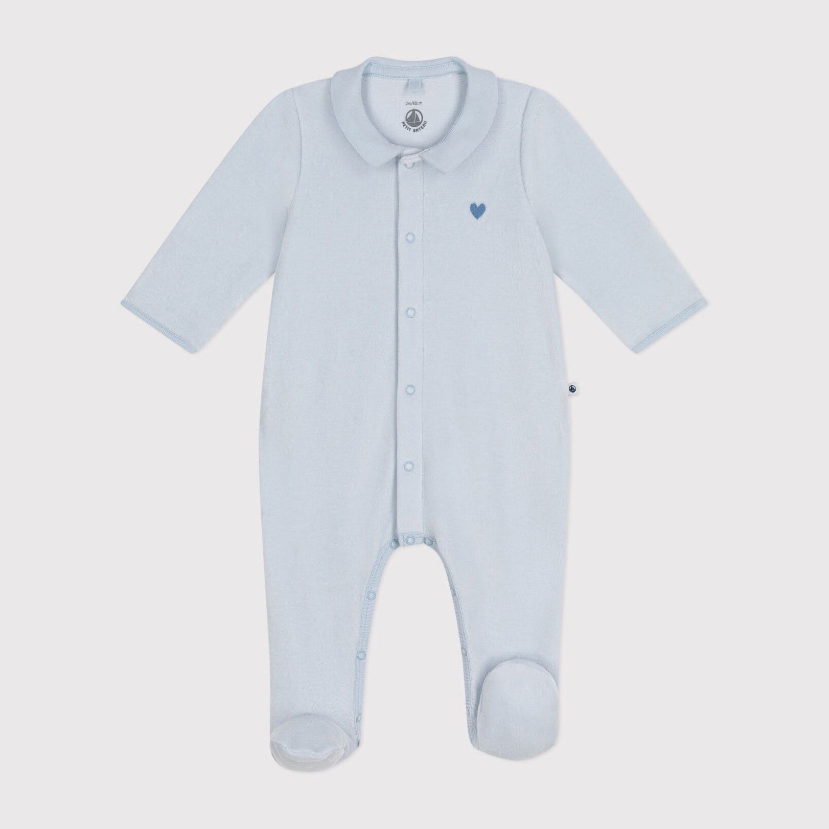 Baby Boys Light Blue Cotton Babysuit