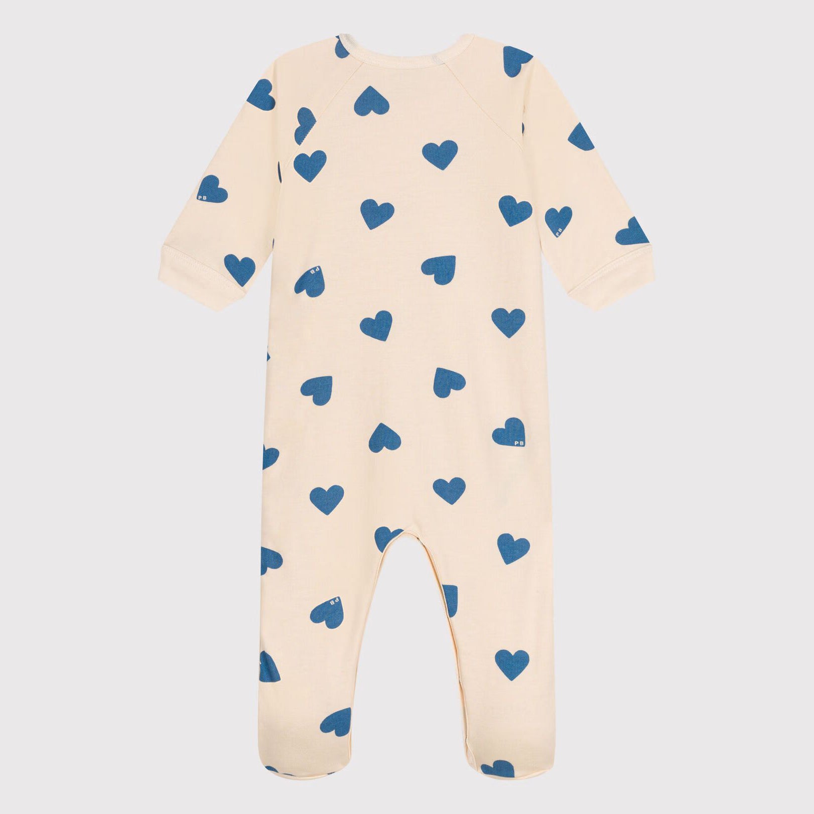 Baby Boys & Girls Ivory Heart Printed Cotton Babysuit