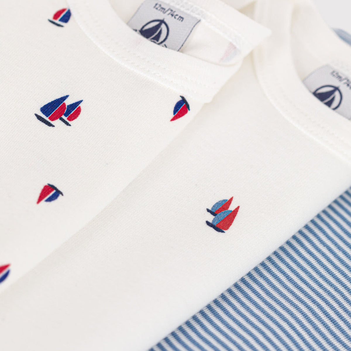 Lot de 3 grenouillères en coton tricolore pour bébés garçons et filles