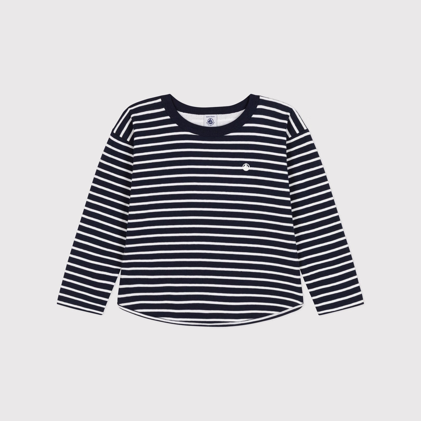 Boys Dark Blue Stripes Cotton T-Shirt