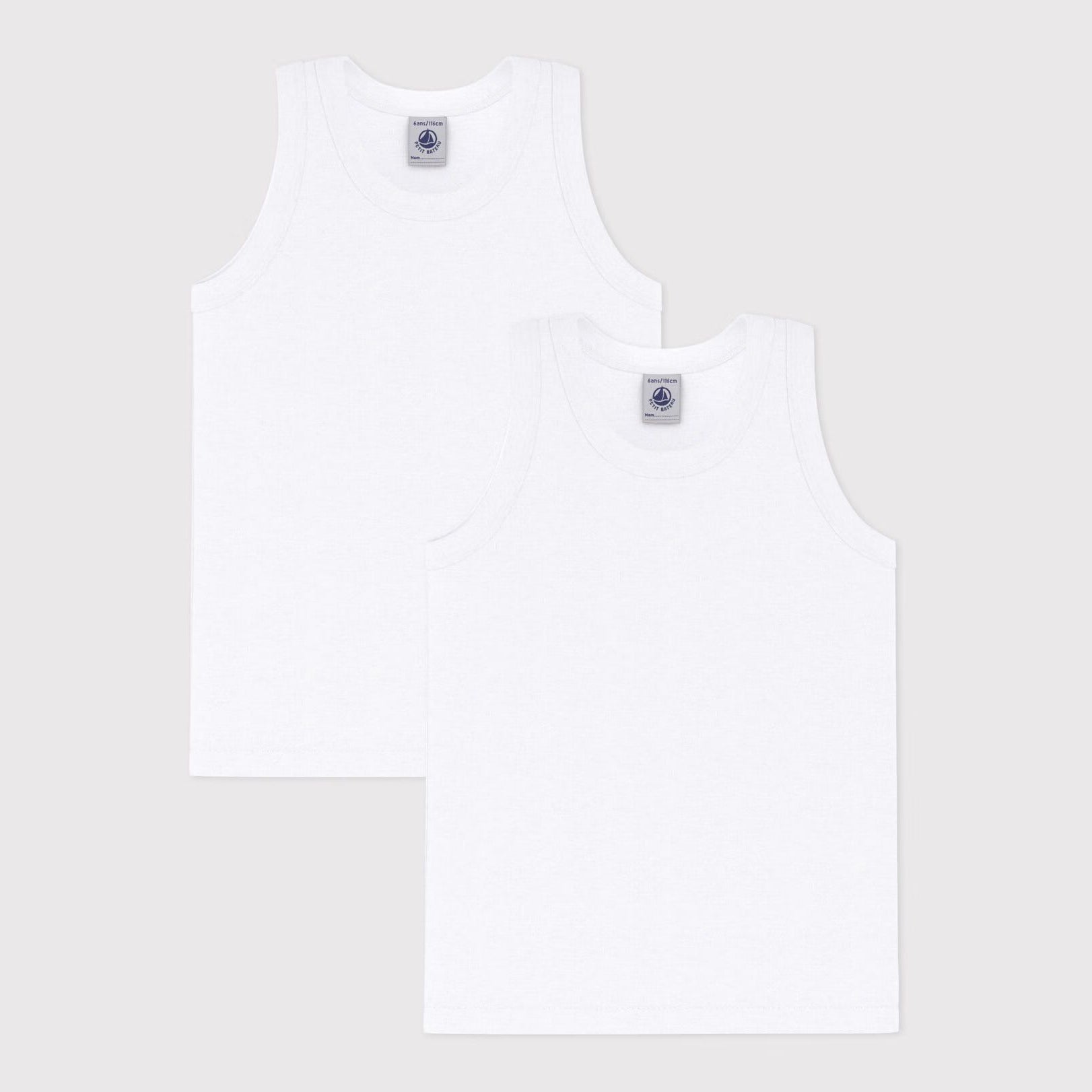 Boys White Cotton Vest(2 Pack)