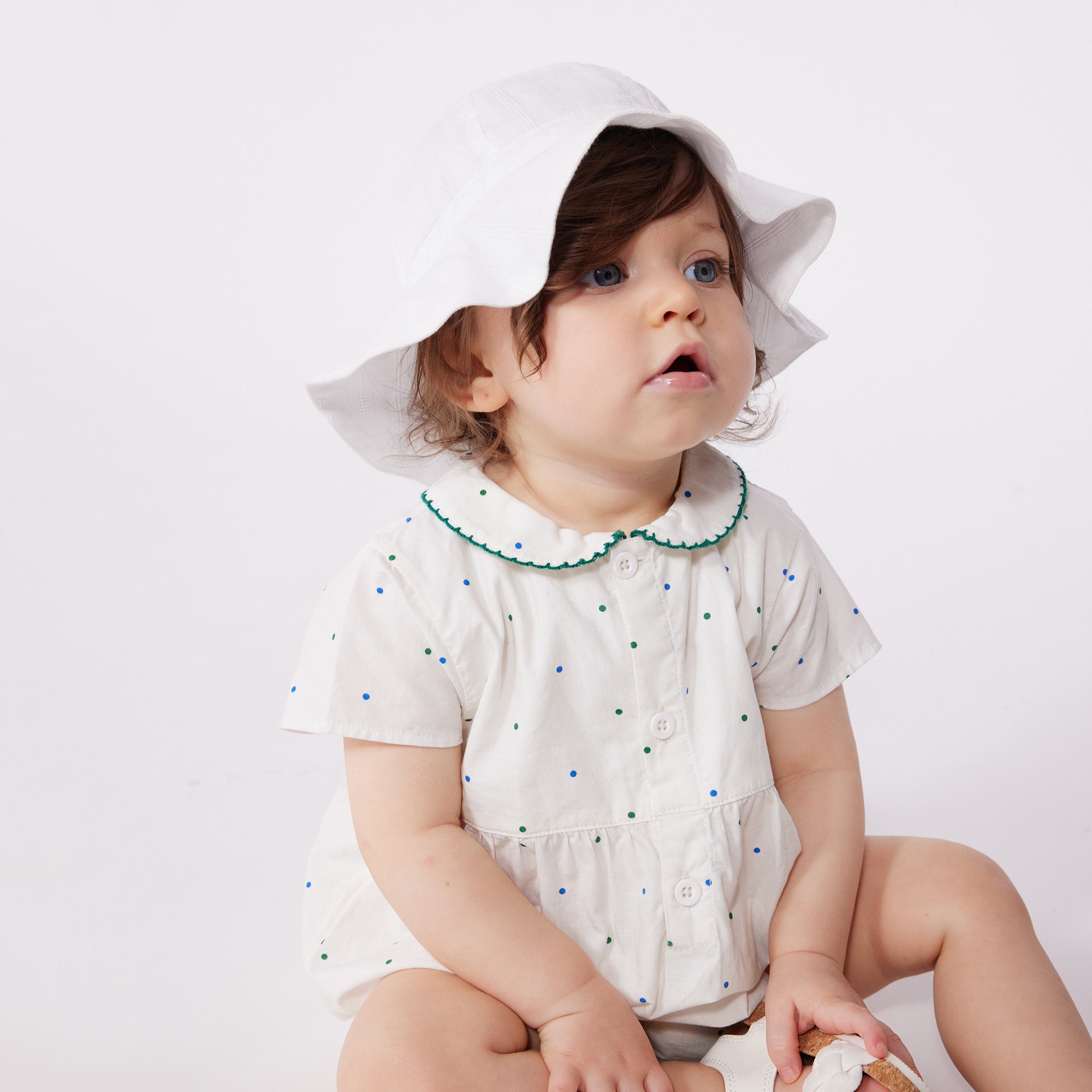 Baby Girls White Cotton Hat