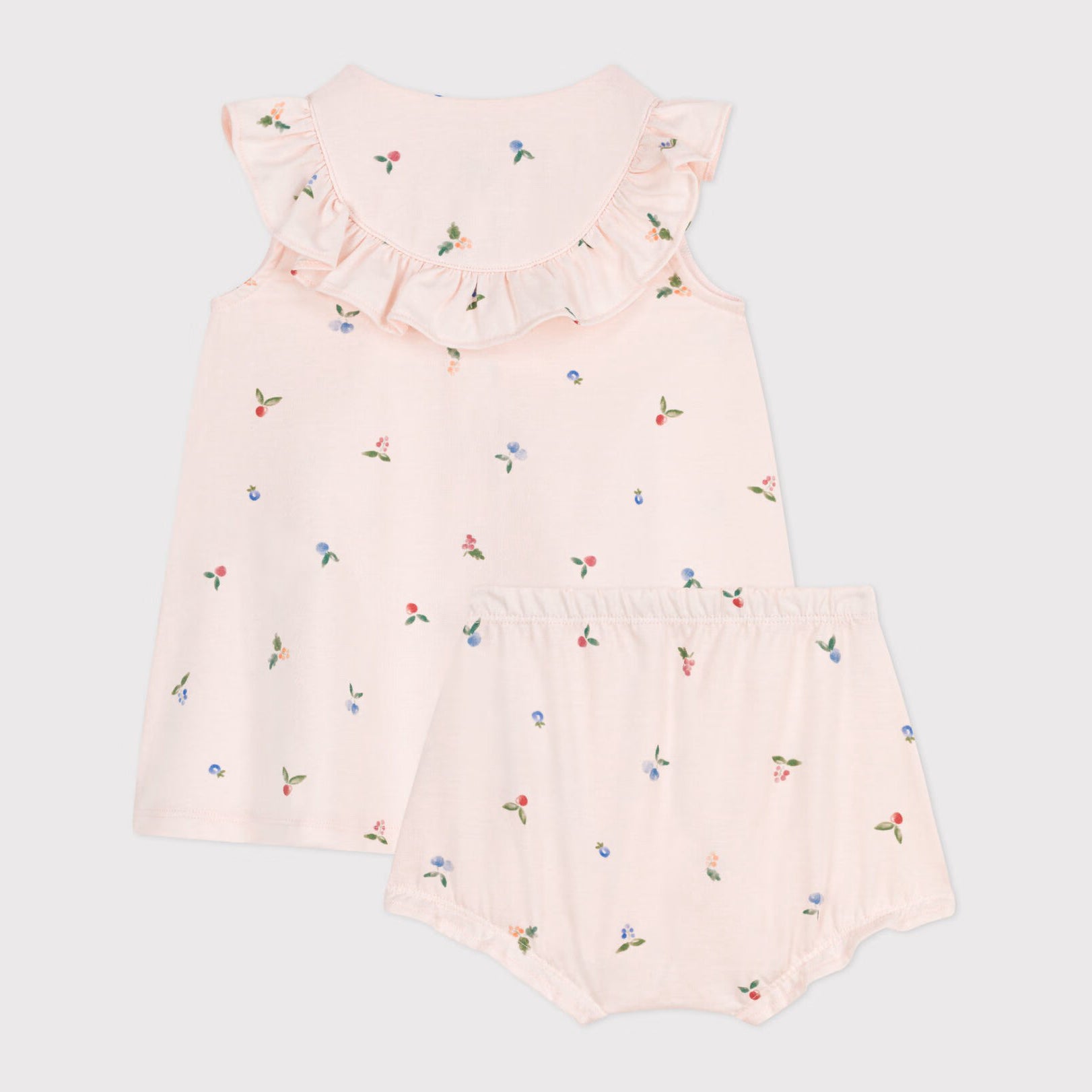 Baby Pink Floral Cotton Dress Set