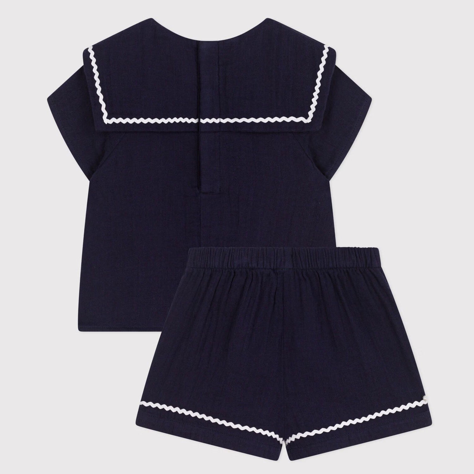 Baby Girls Blue Navy Baby Collar Cotton Set