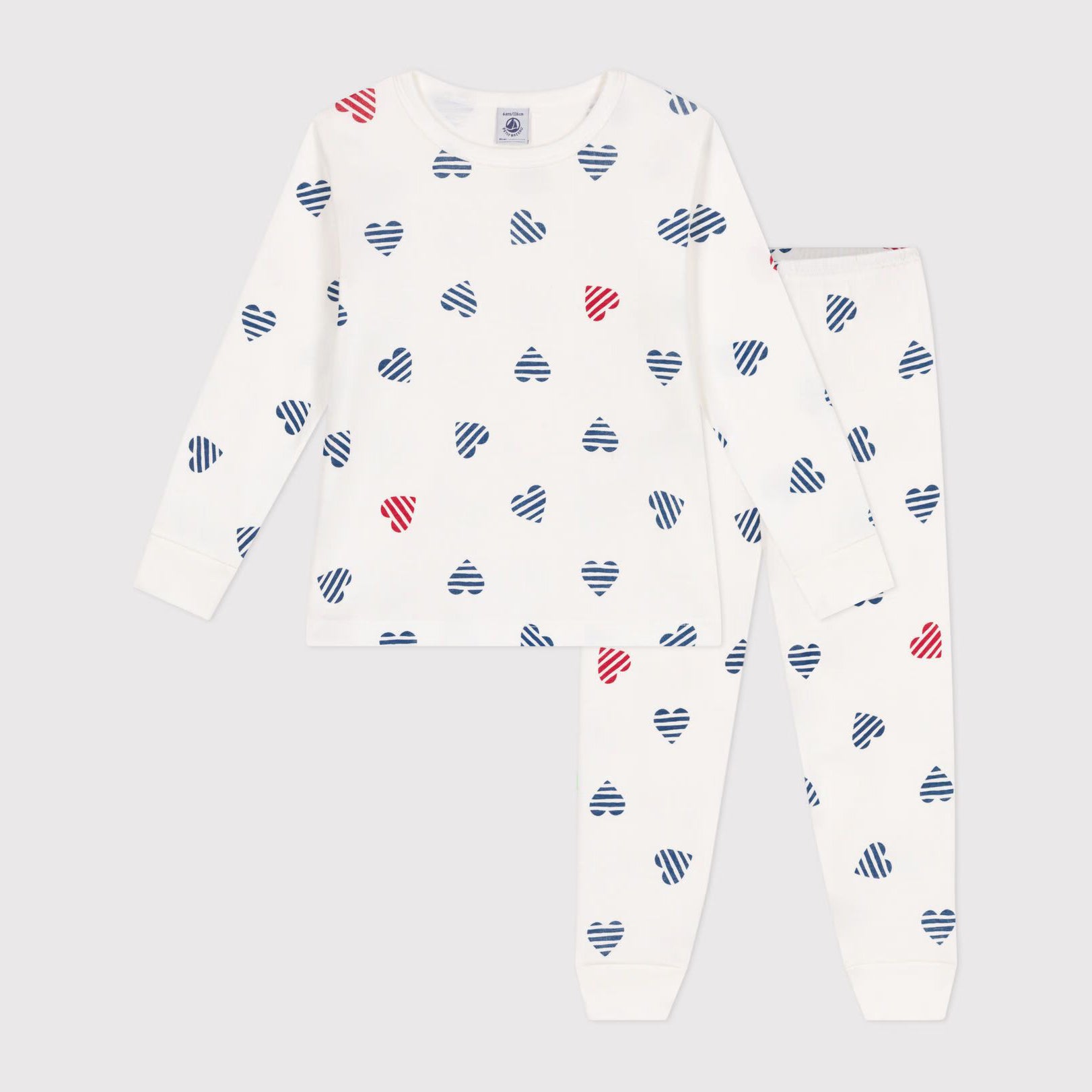 Girls White Heart Cotton Nightwear Set
