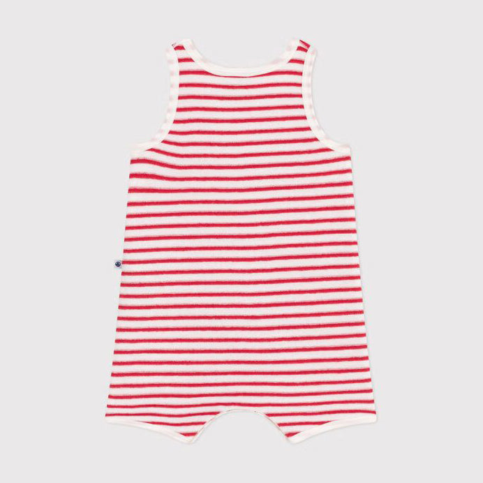 Baby Girls Red Stripe Cotton Jumpsuit