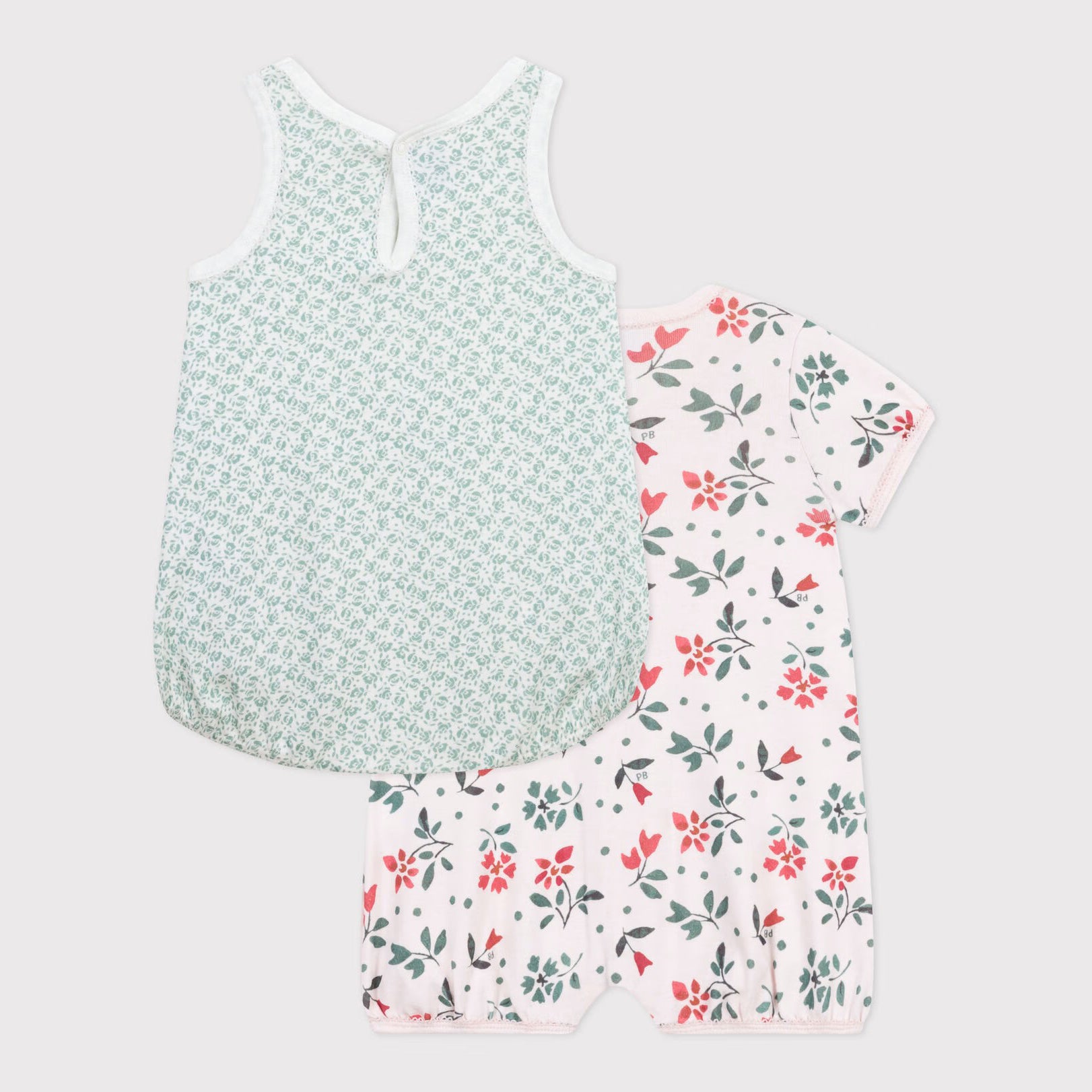 Baby Girls Ivory Floral Cotton Babysuit Set(2 Pack)