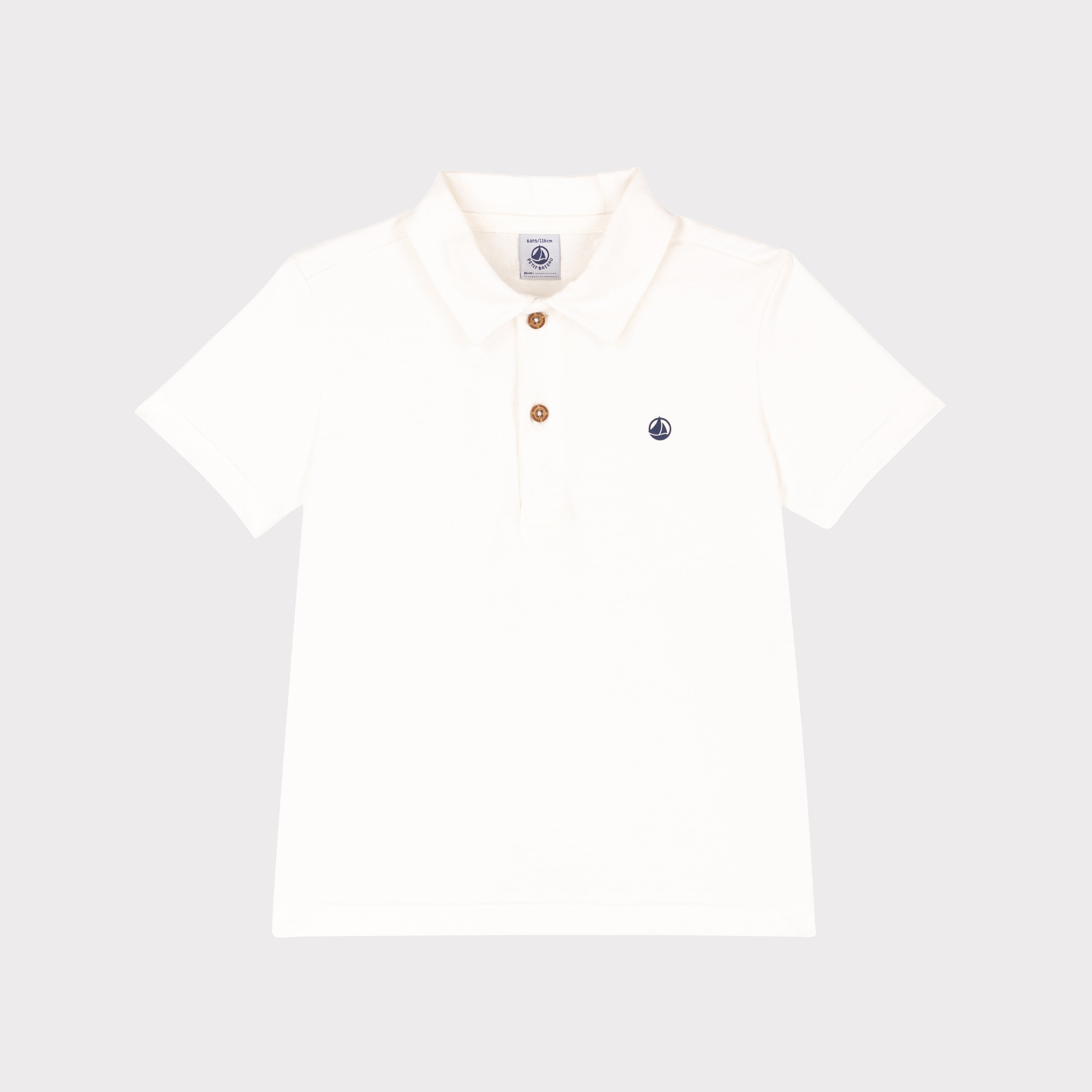 Boys White Logo Cotton Polo Shirt