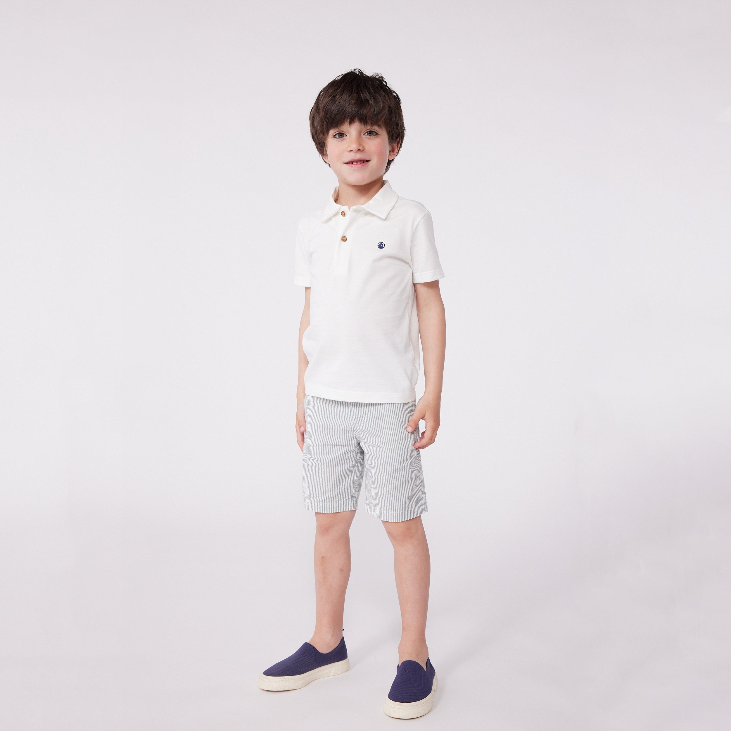 Boys White Logo Cotton Polo Shirt
