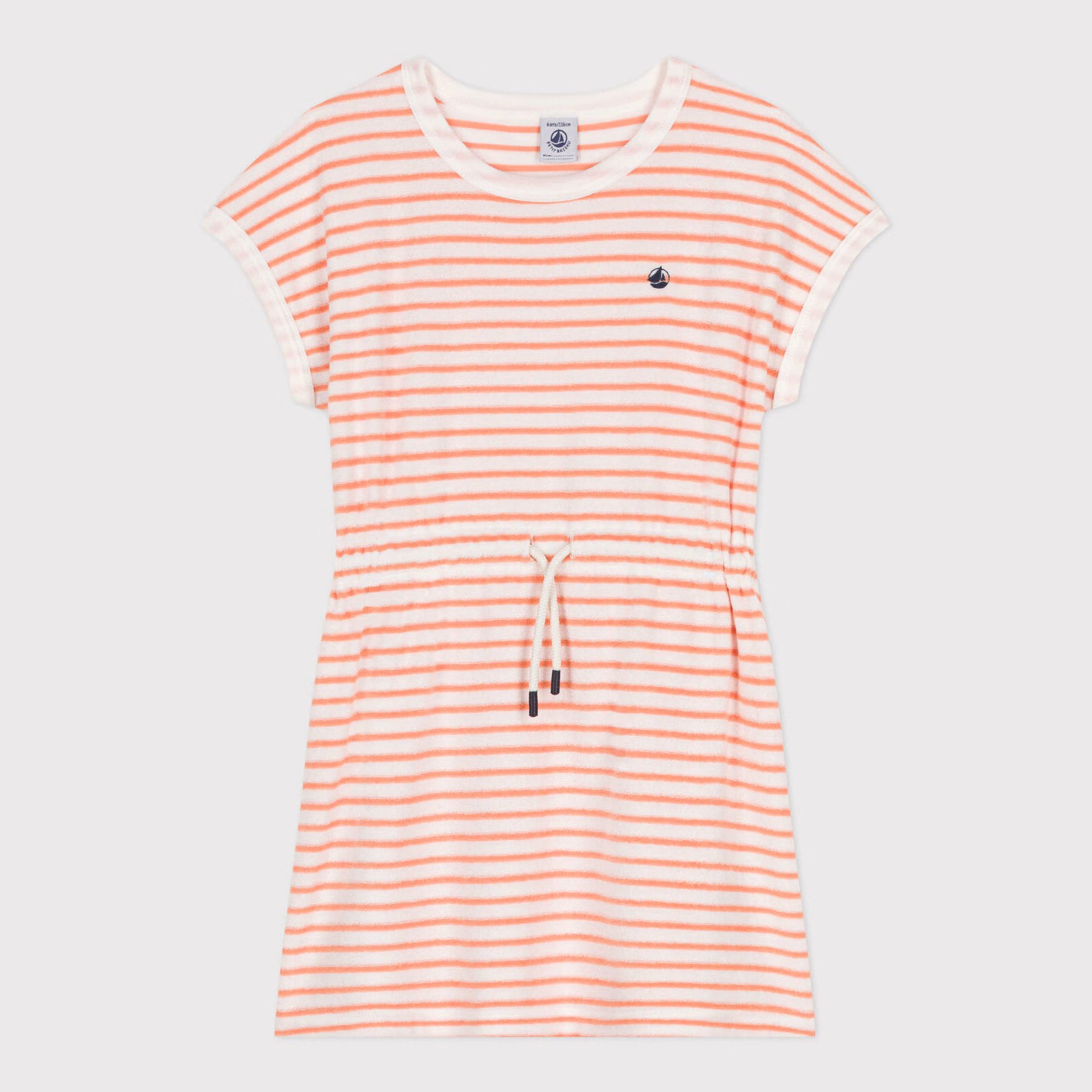 Girls Orange Strip Cotton Dress