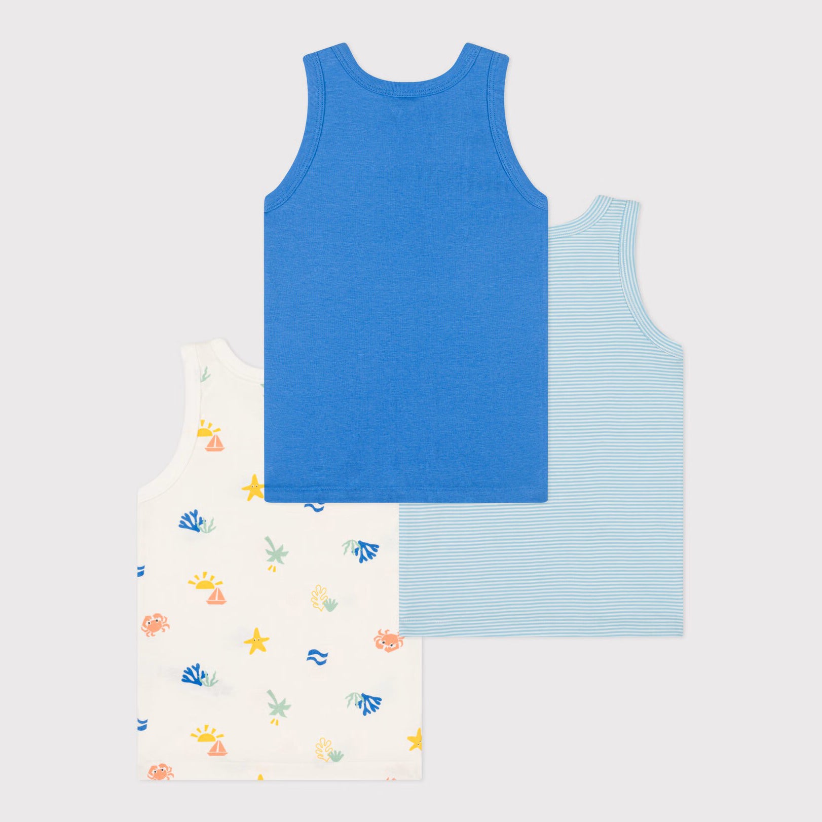 Boys Tricolor Cotton Vest Set(3 Pack)